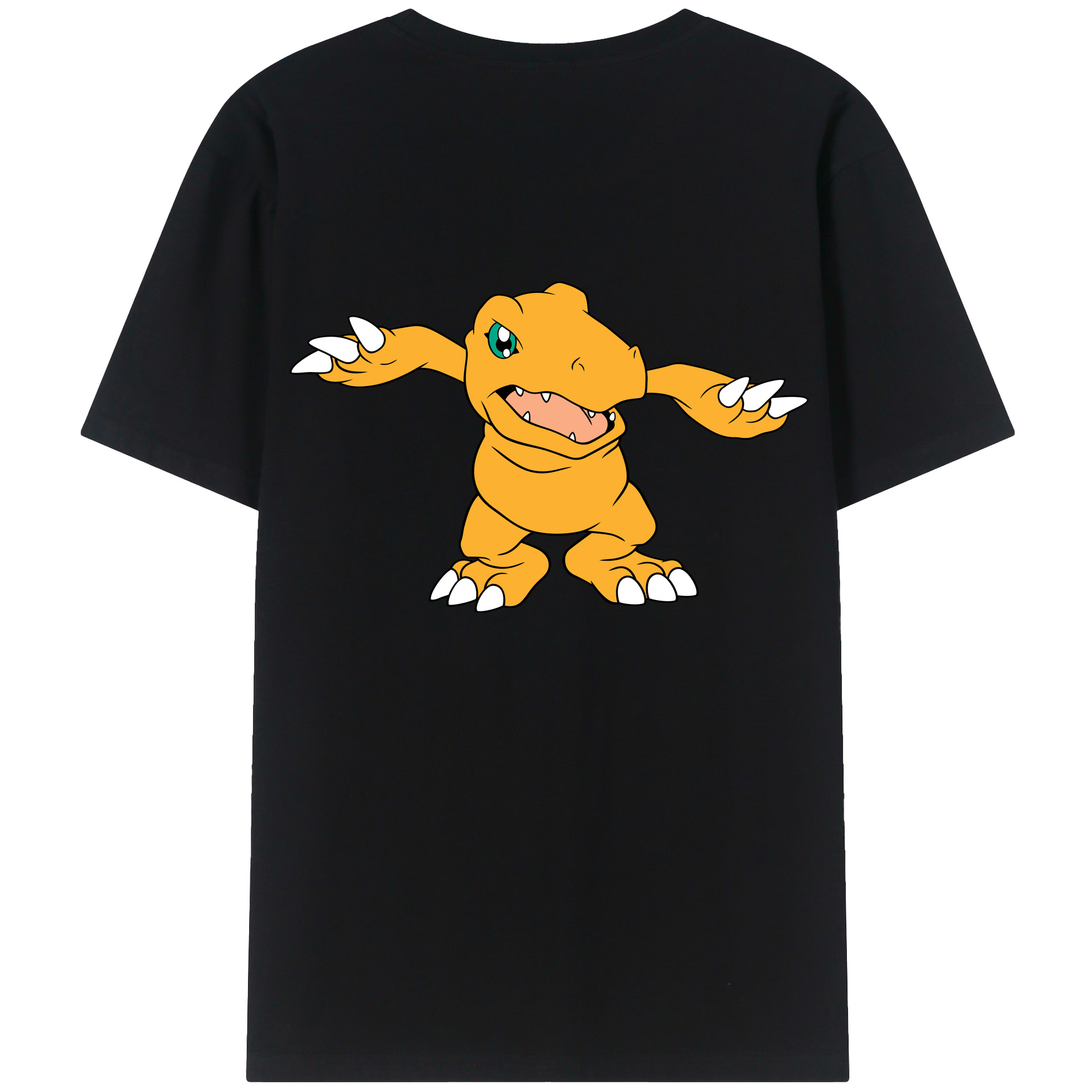 （画像用） Digimon デジタルモンスター/デジモン 綿100％ メンズ半袖Tシャツ（バックプリント） 通気性