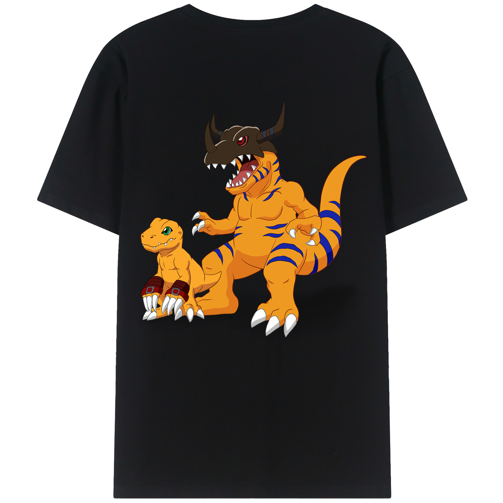 （画像用） Digimon デジタルモンスター/デジモン 綿100％ メンズ半袖Tシャツ（バックプリント） 通気性