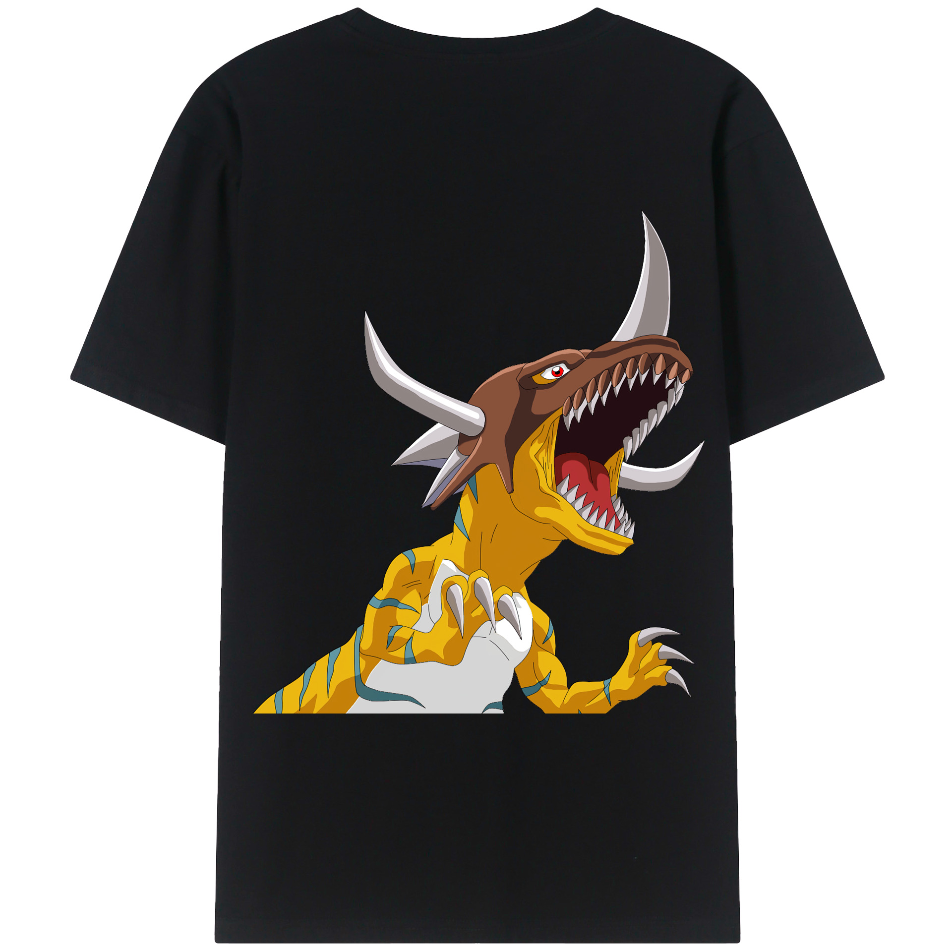（画像用） Digimon デジタルモンスター/デジモン 綿100％ メンズ半袖Tシャツ（バックプリント） 通気性
