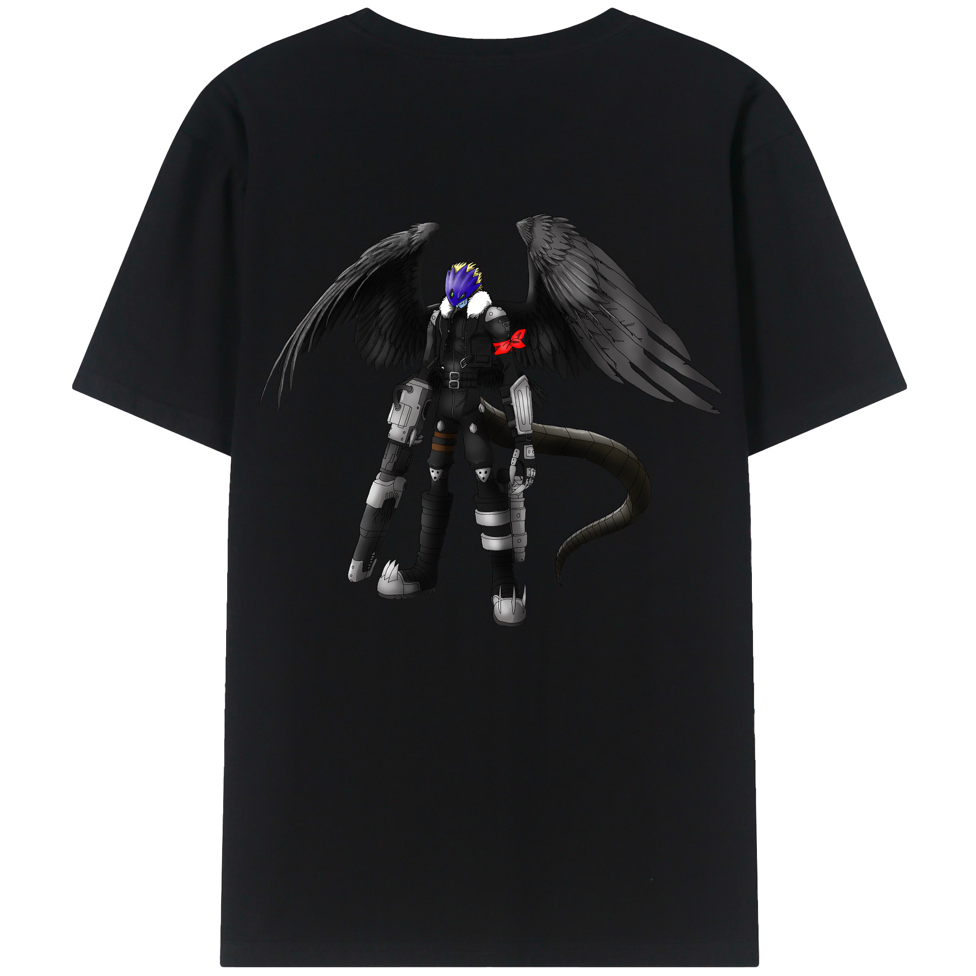 （画像用） Digimon デジタルモンスター/デジモン 綿100％ メンズ半袖Tシャツ（バックプリント） 通気性