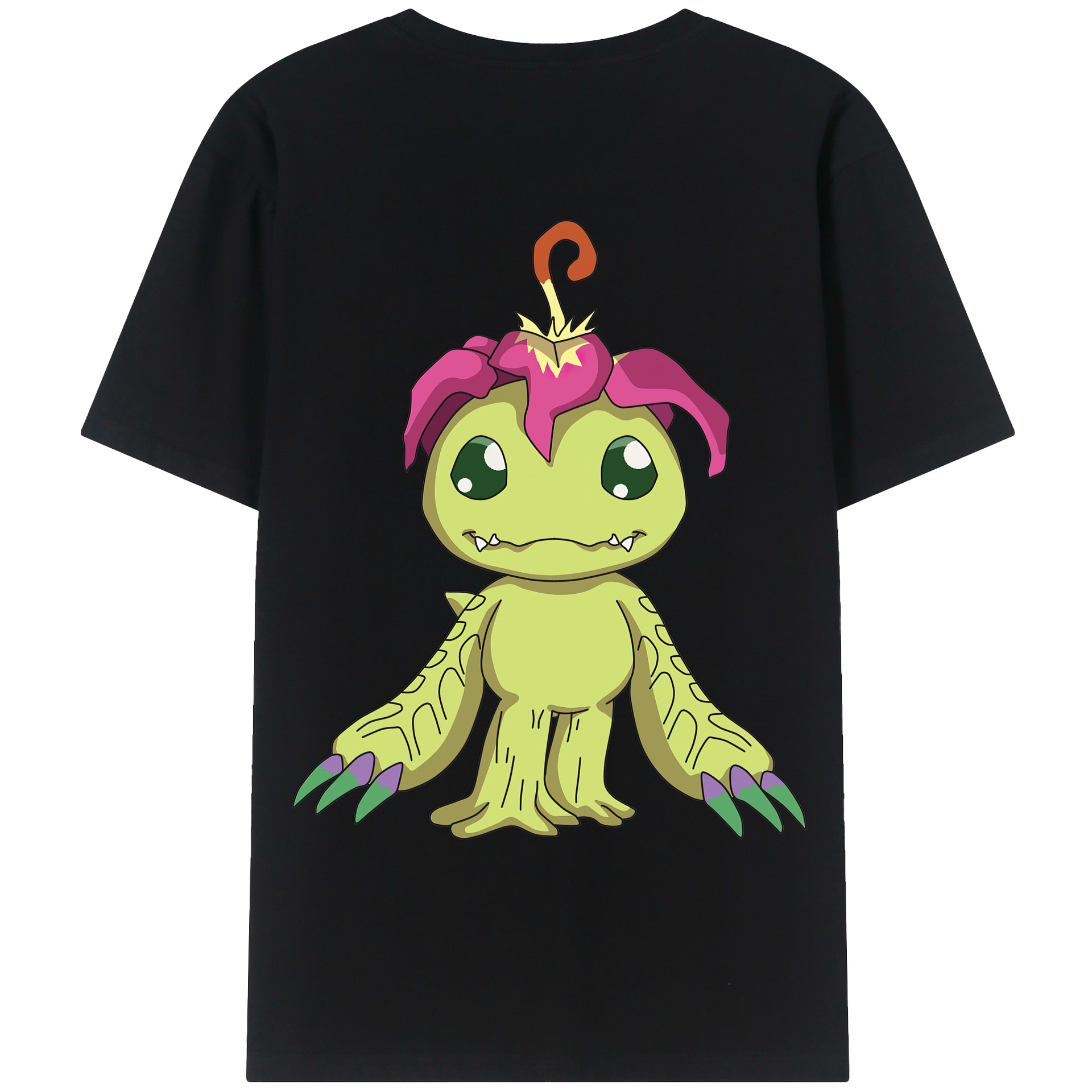 （画像用） Digimon デジタルモンスター/デジモン 綿100％ メンズ半袖Tシャツ（バックプリント） 通気性
