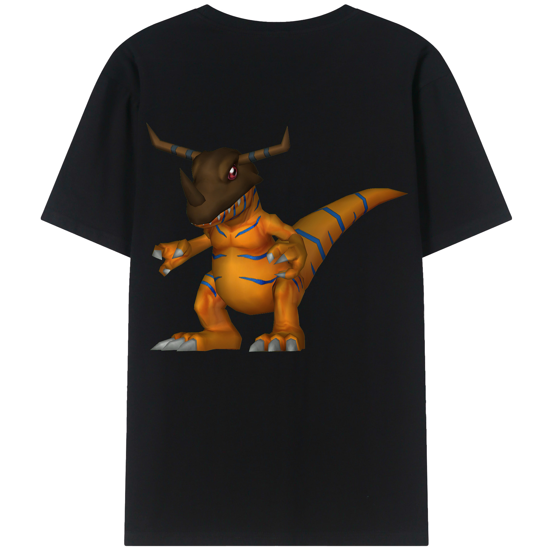 （画像用） Digimon デジタルモンスター/デジモン 綿100％ メンズ半袖Tシャツ（バックプリント） 通気性