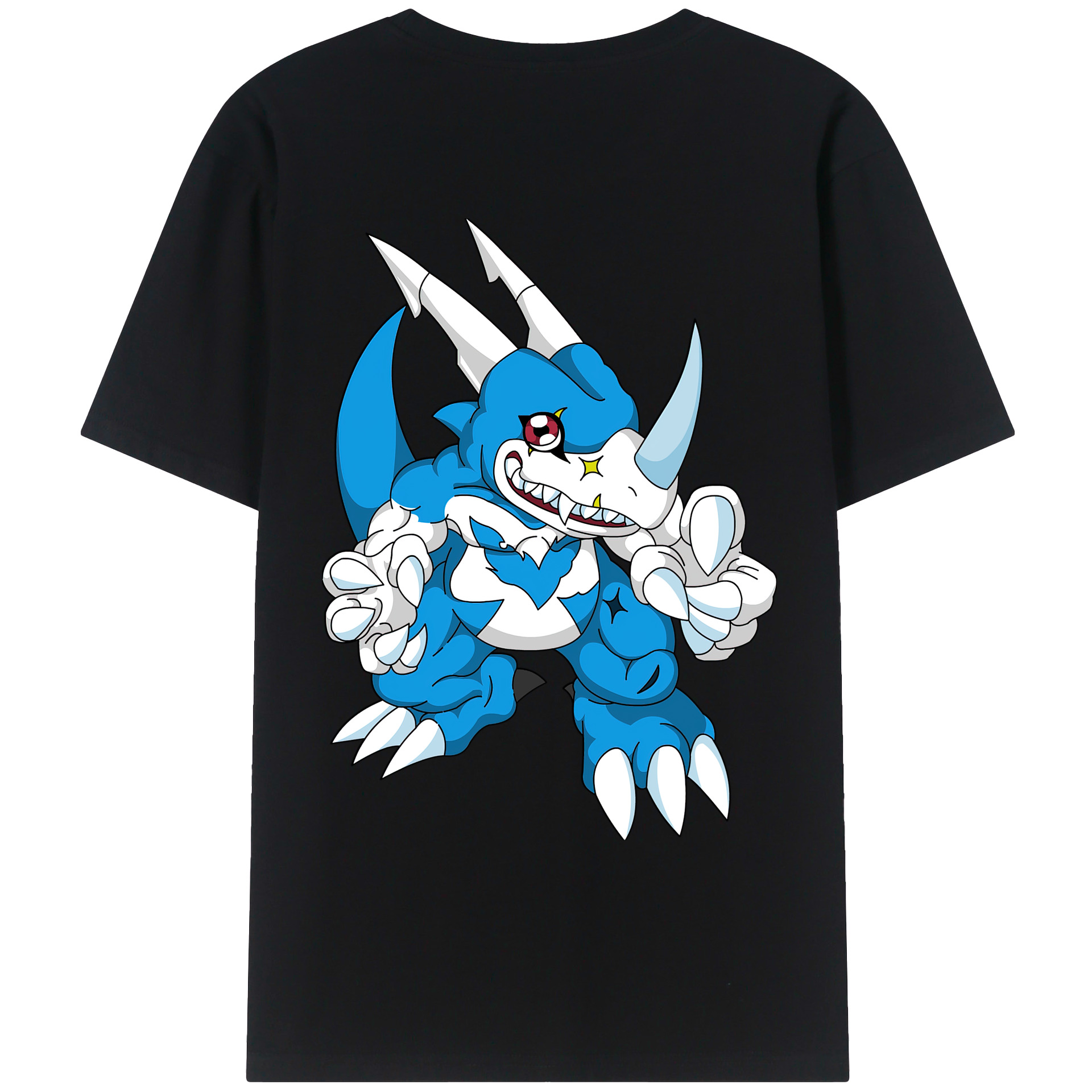 （画像用） Digimon デジタルモンスター/デジモン 綿100％ メンズ半袖Tシャツ（バックプリント） 通気性