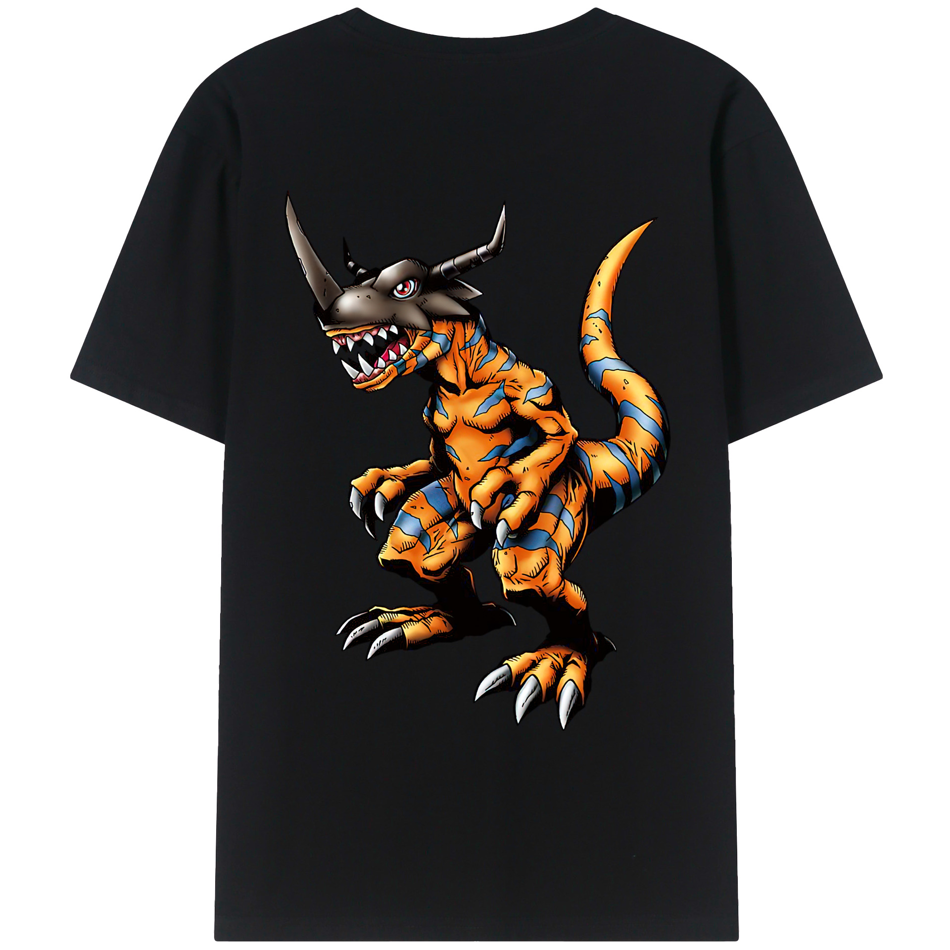 （画像用） Digimon デジタルモンスター/デジモン 綿100％ メンズ半袖Tシャツ（バックプリント） 通気性