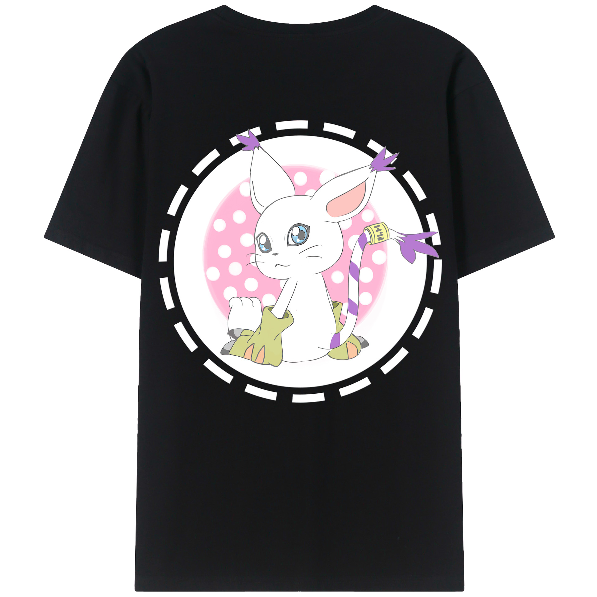 （画像用） Digimon デジタルモンスター/デジモン 綿100％ メンズ半袖Tシャツ（バックプリント） 通気性