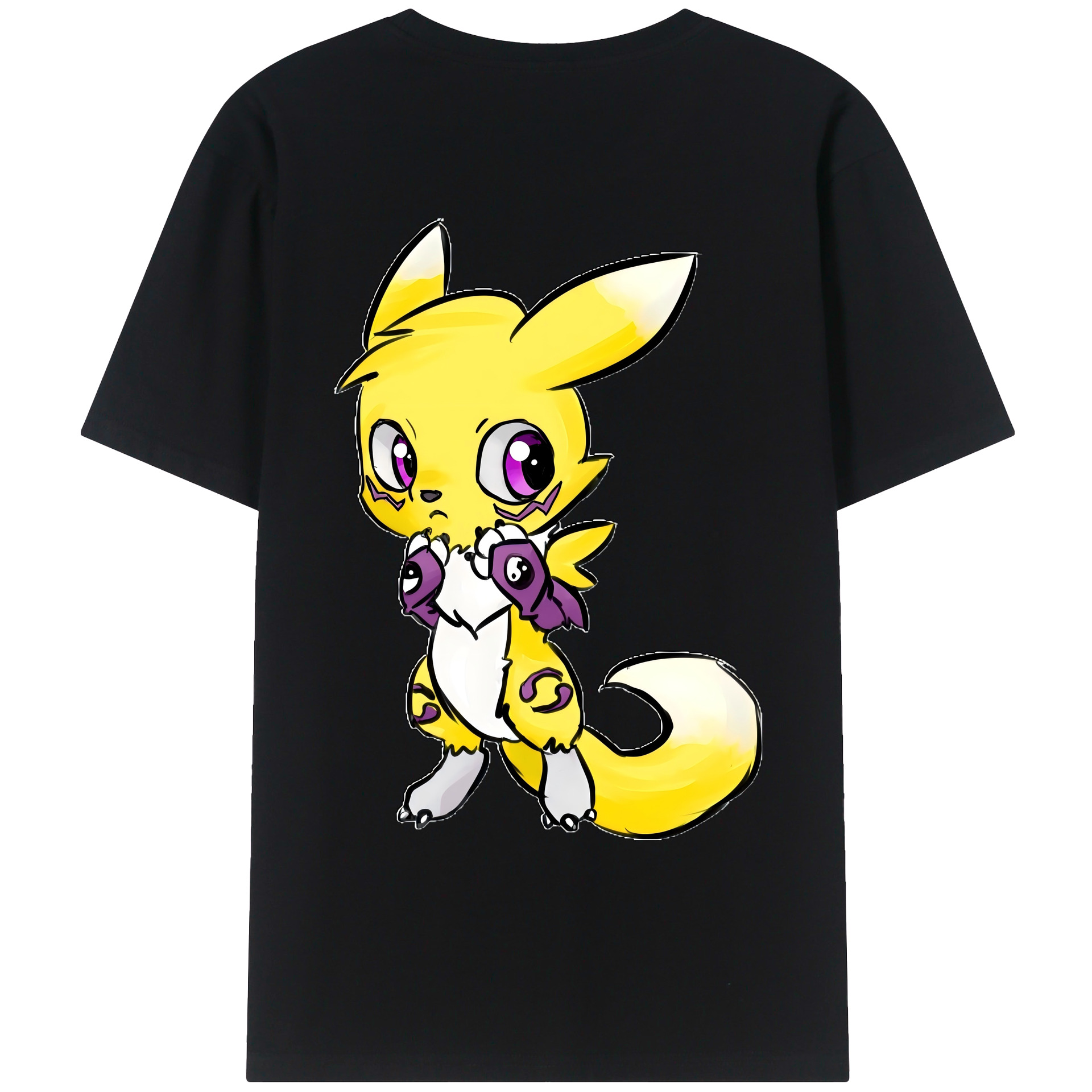 （画像用） Digimon デジタルモンスター/デジモン 綿100％ メンズ半袖Tシャツ（バックプリント） 通気性
