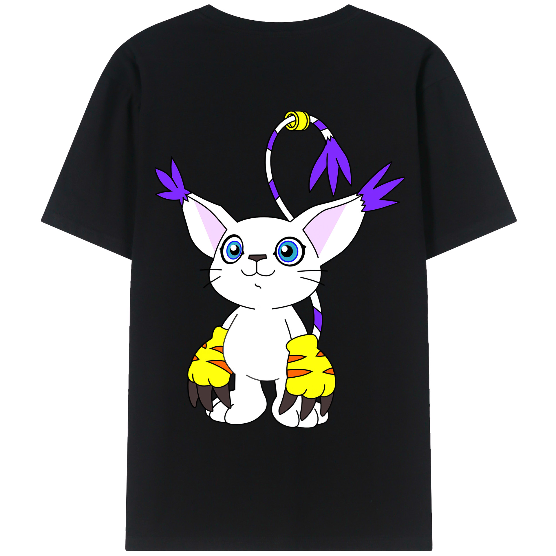 （画像用） Digimon デジタルモンスター/デジモン 綿100％ メンズ半袖Tシャツ（バックプリント） 通気性