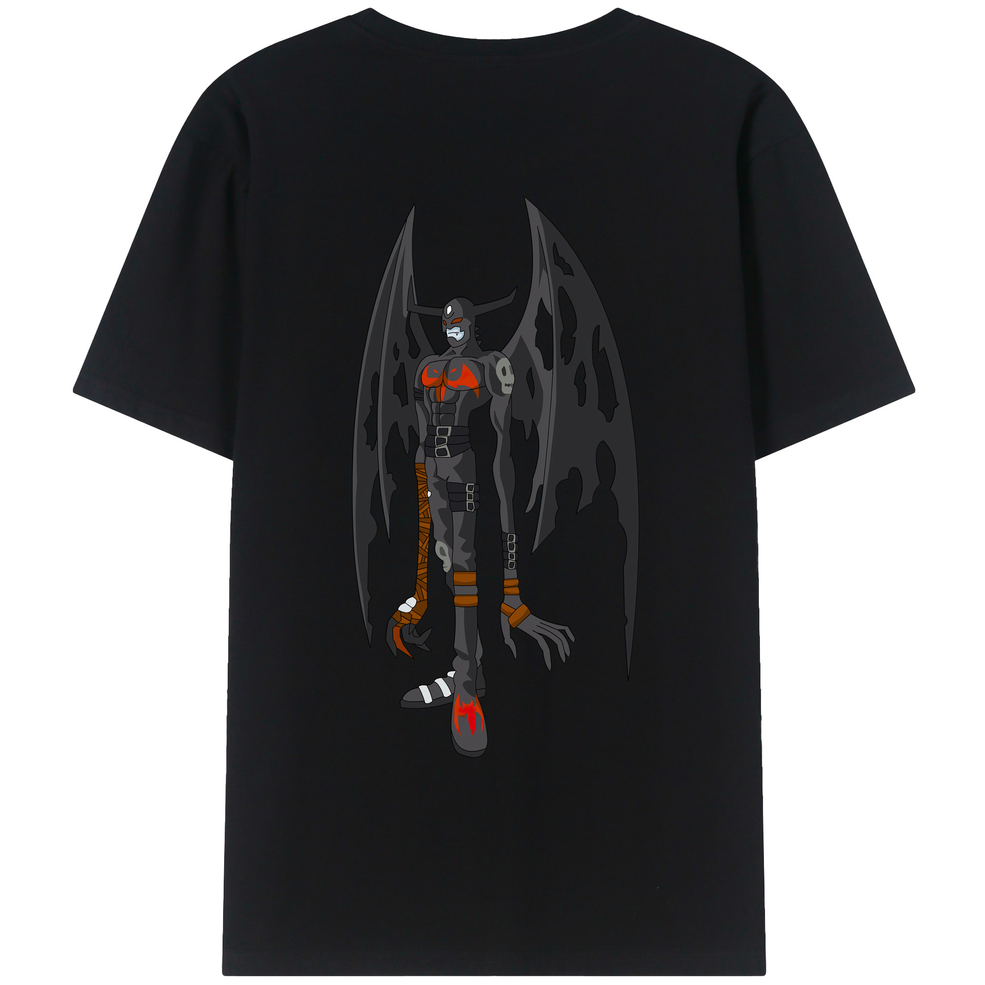 （画像用） Digimon デジタルモンスター/デジモン 綿100％ メンズ半袖Tシャツ（バックプリント） 通気性