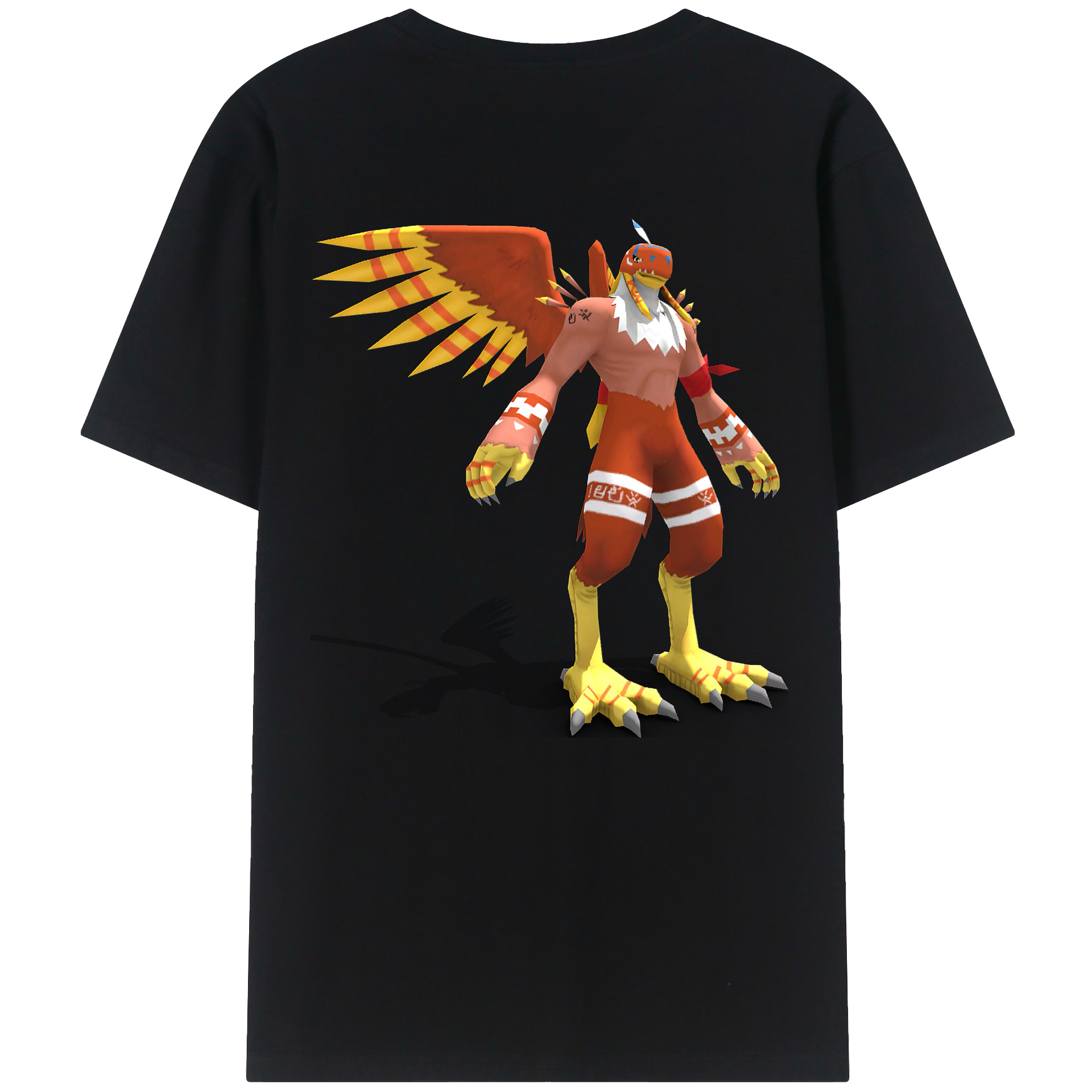 （画像用） Digimon デジタルモンスター/デジモン 綿100％ メンズ半袖Tシャツ（バックプリント） 通気性