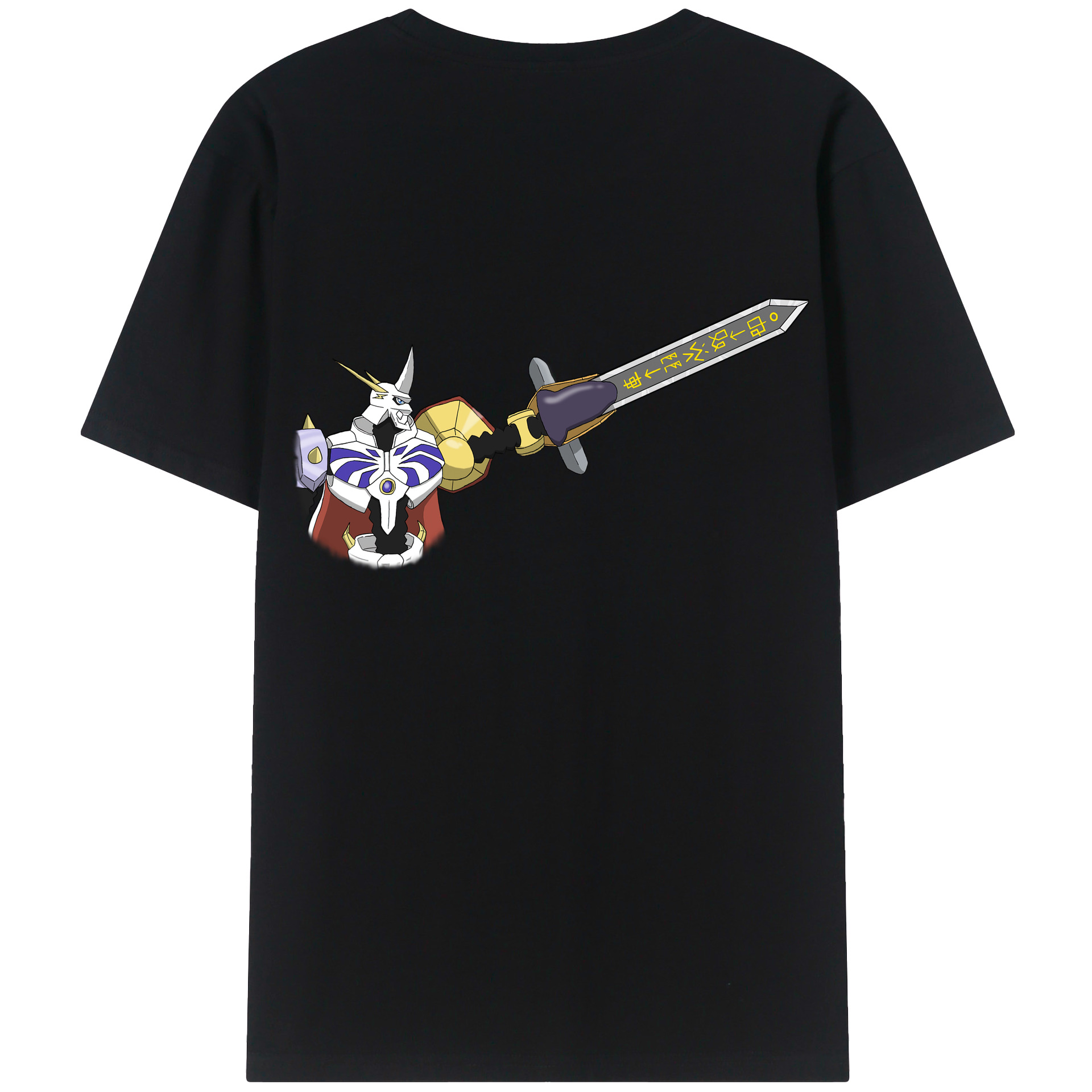 （画像用） Digimon デジタルモンスター/デジモン 綿100％ メンズ半袖Tシャツ（バックプリント） 通気性