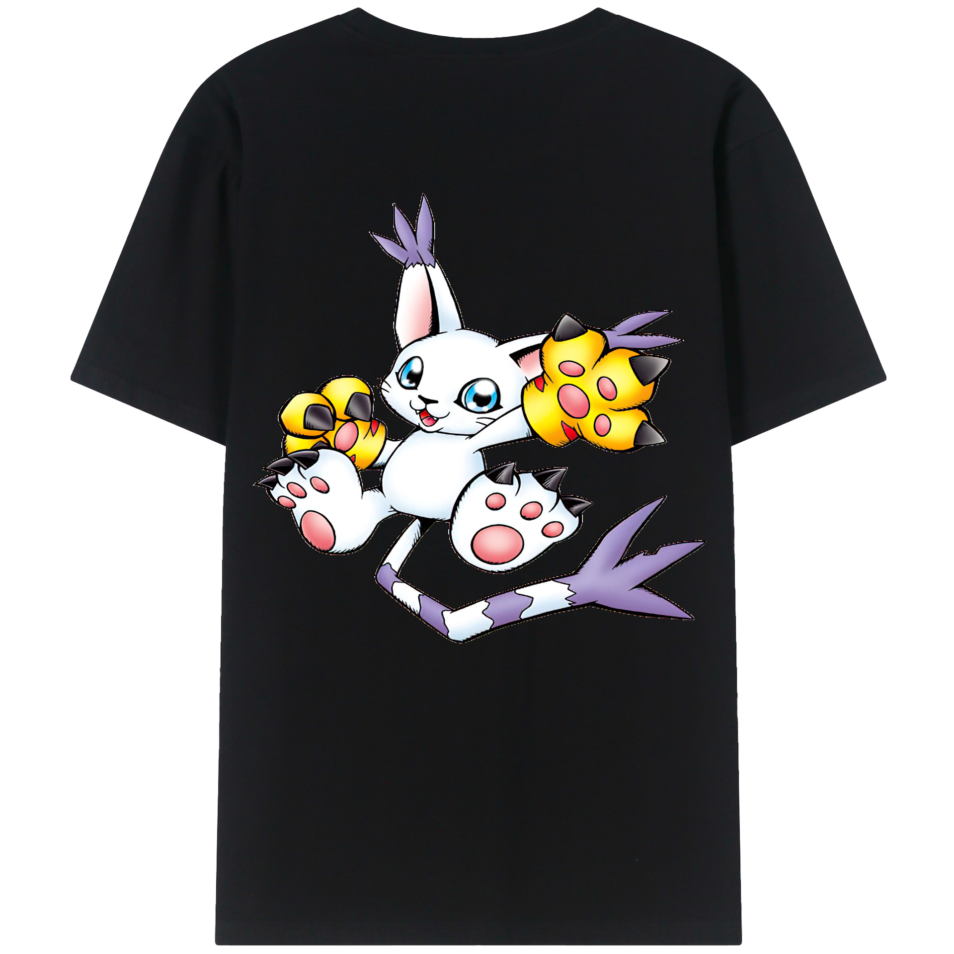 （画像用） Digimon デジタルモンスター/デジモン 綿100％ メンズ半袖Tシャツ（バックプリント） 通気性