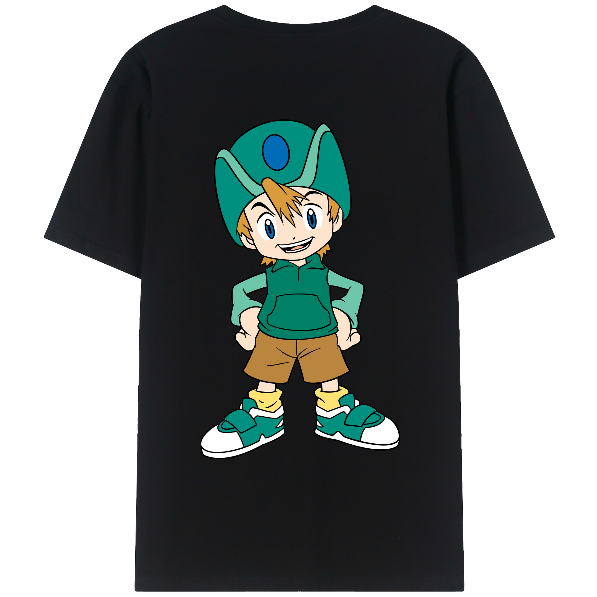 （画像用） Digimon デジタルモンスター/デジモン 綿100％ メンズ半袖Tシャツ（バックプリント） 通気性