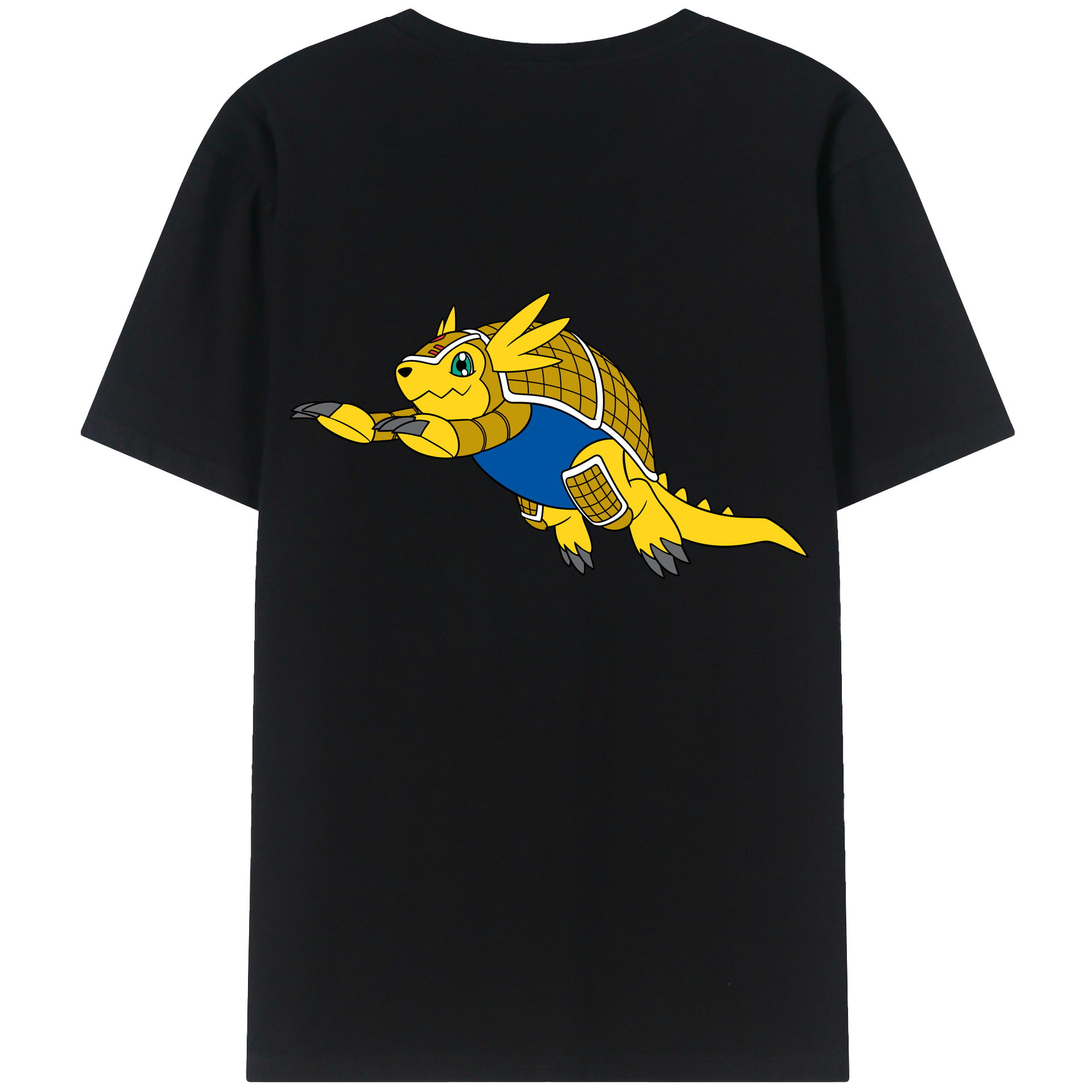 （画像用） Digimon デジタルモンスター/デジモン 綿100％ メンズ半袖Tシャツ（バックプリント） 通気性