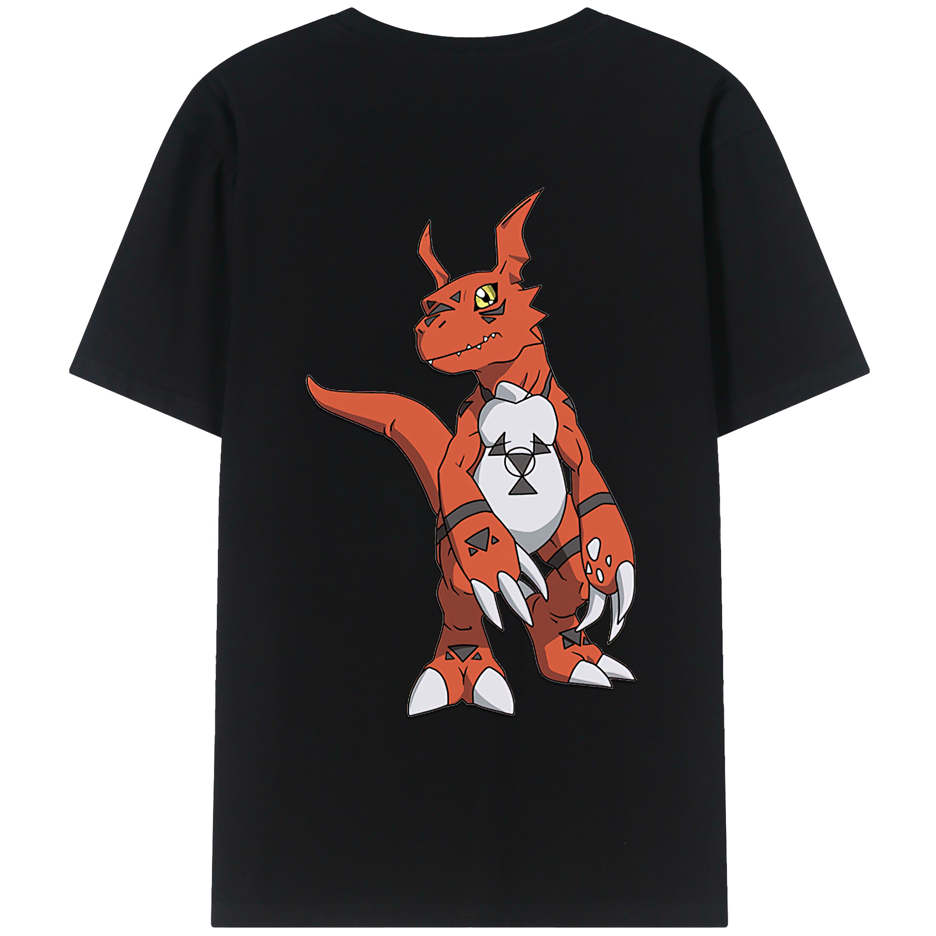 （画像用） Digimon デジタルモンスター/デジモン 綿100％ メンズ半袖Tシャツ（バックプリント） 通気性