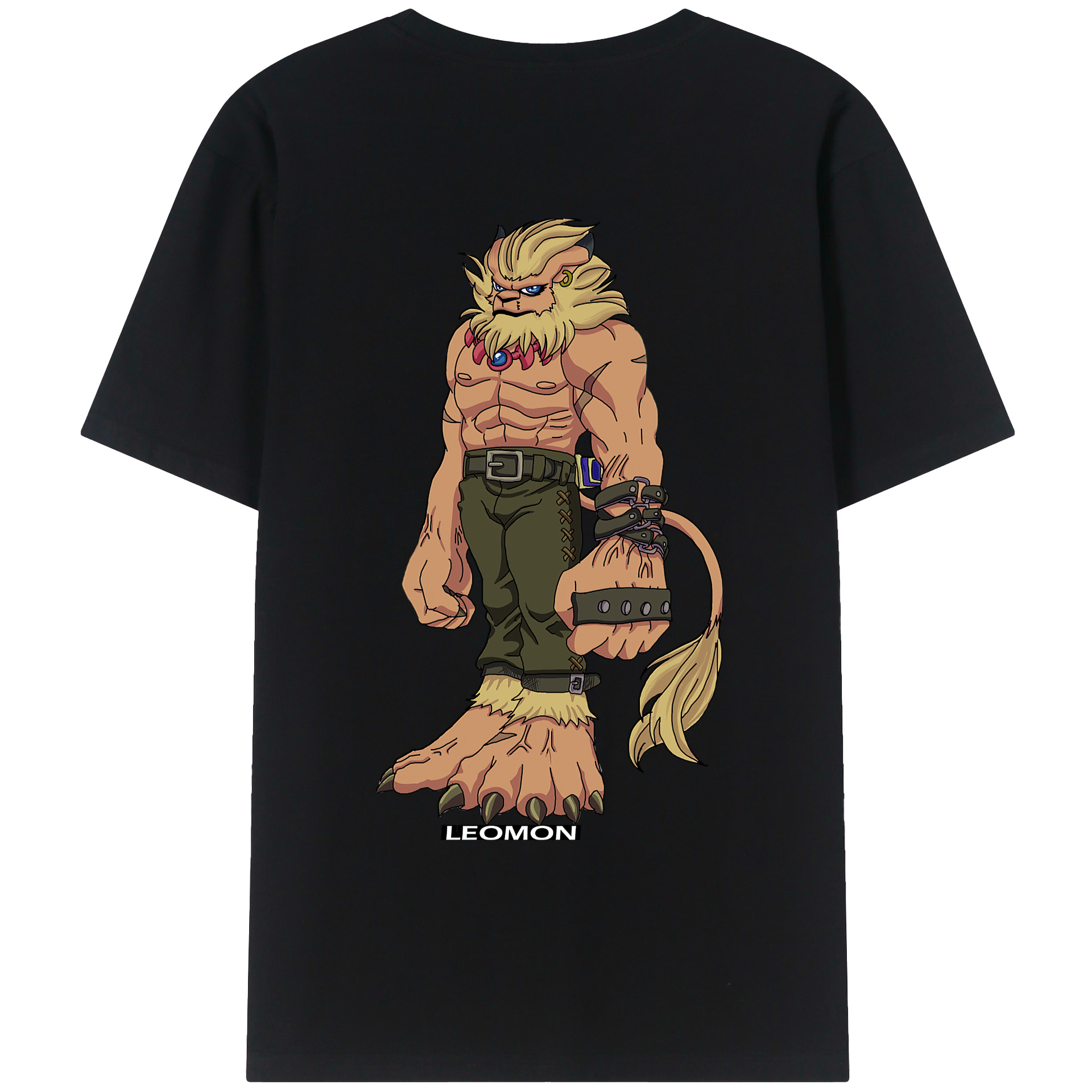 （画像用） Digimon デジタルモンスター/デジモン 綿100％ メンズ半袖Tシャツ（バックプリント） 通気性