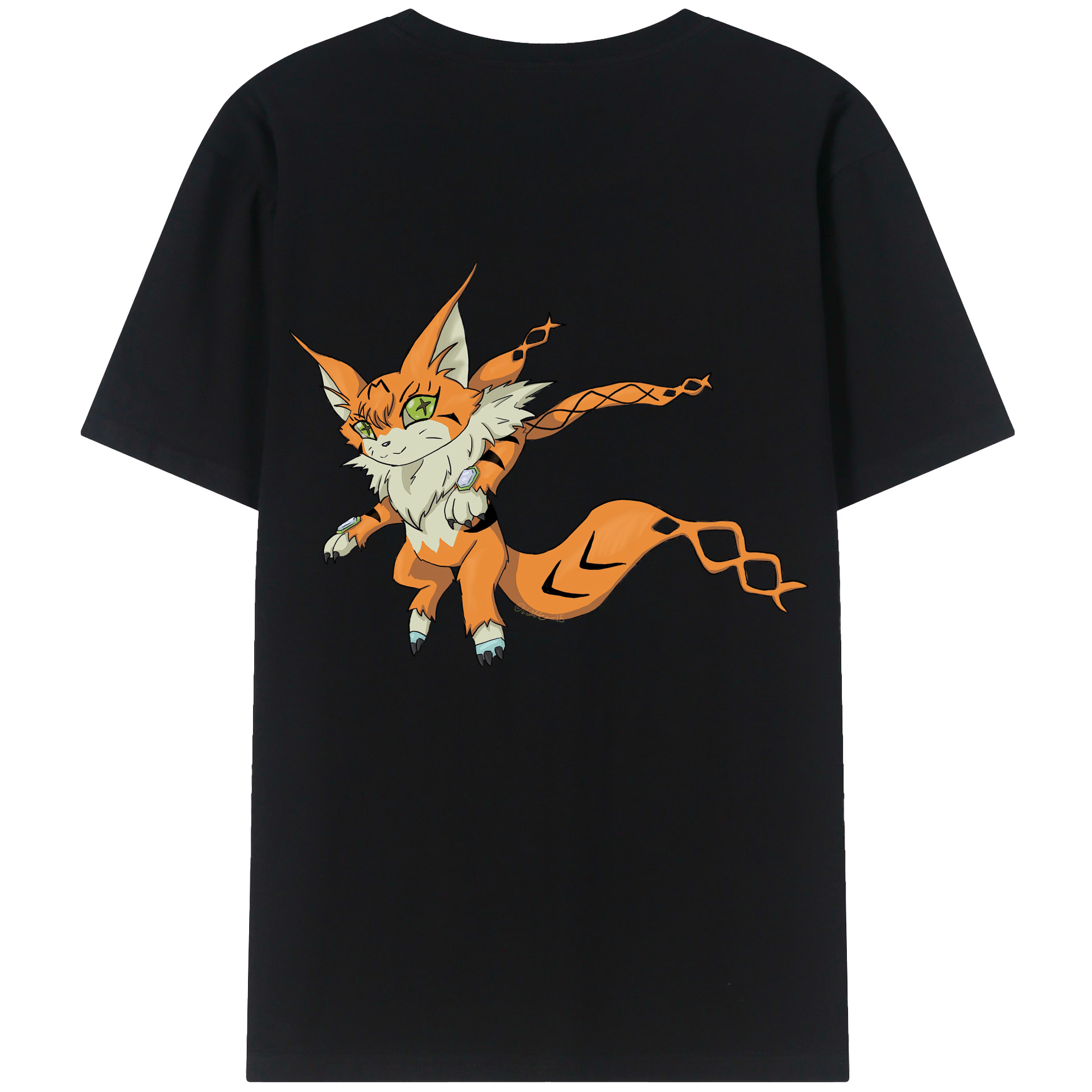 （画像用） Digimon デジタルモンスター/デジモン 綿100％ メンズ半袖Tシャツ（バックプリント） 通気性
