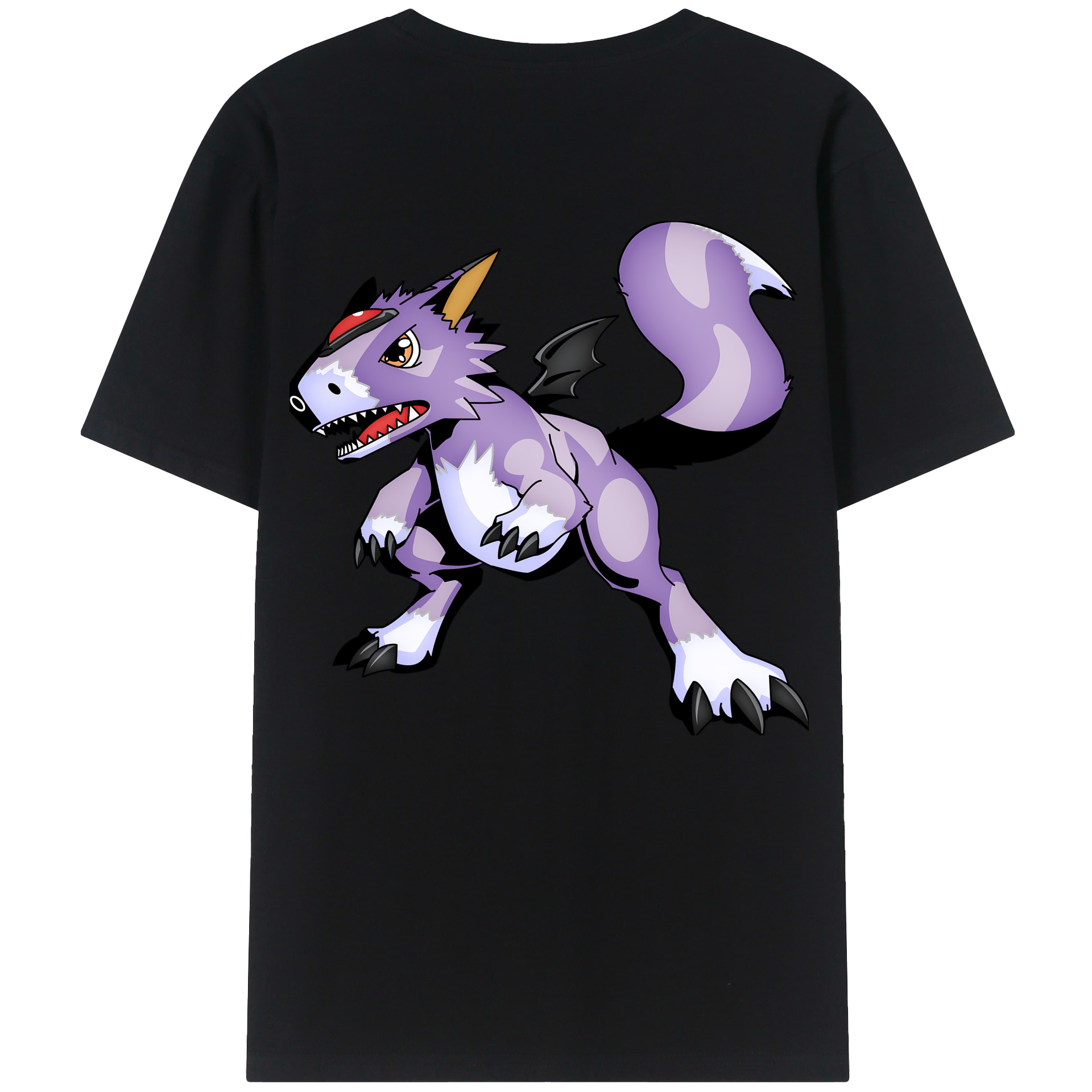 （画像用） Digimon デジタルモンスター/デジモン 綿100％ メンズ半袖Tシャツ（バックプリント） 通気性