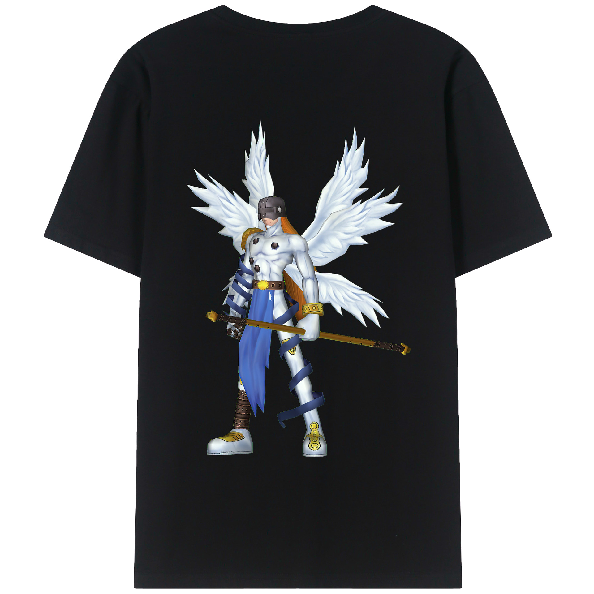 （画像用） Digimon デジタルモンスター/デジモン 綿100％ メンズ半袖Tシャツ（バックプリント） 通気性