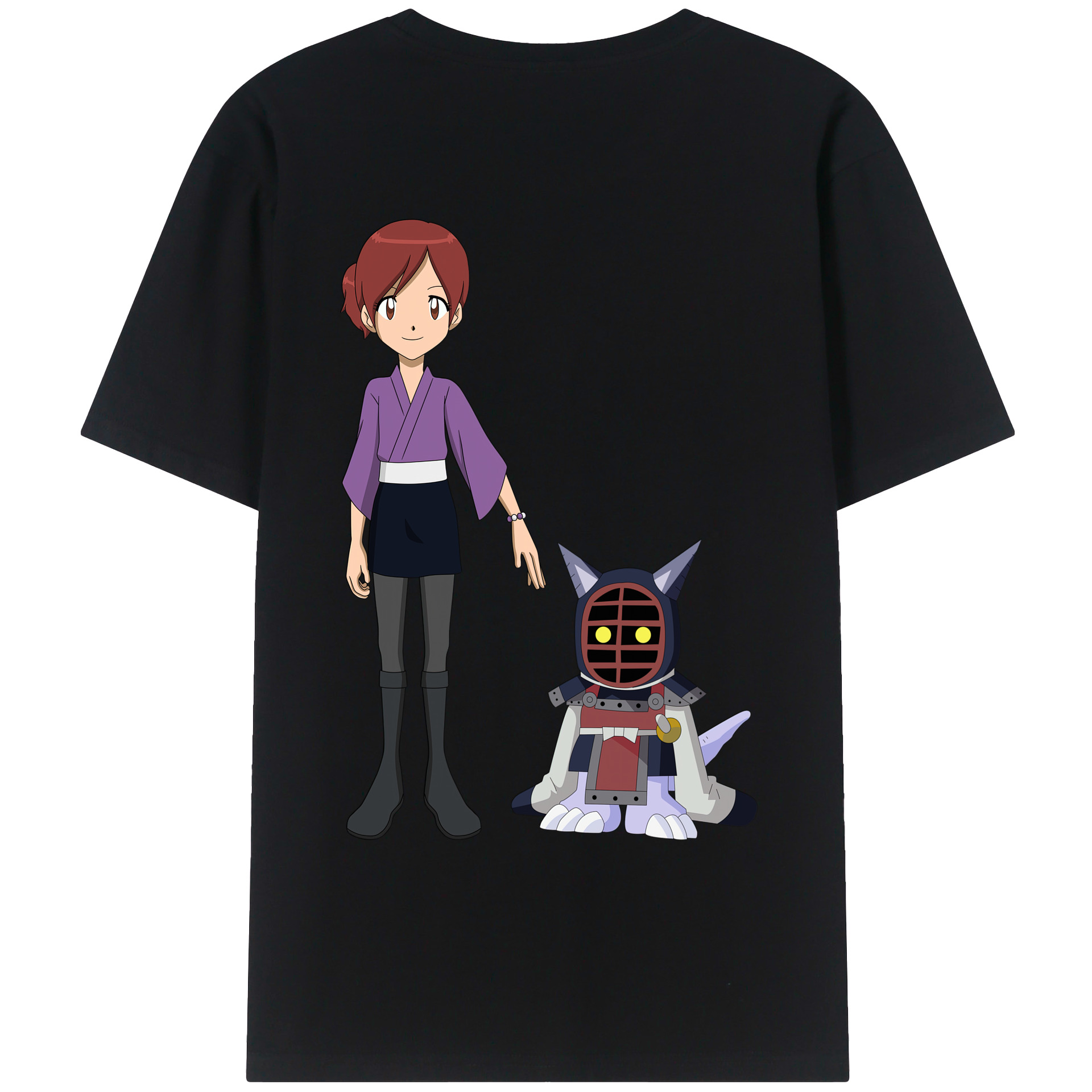 （画像用） Digimon デジタルモンスター/デジモン 綿100％ メンズ半袖Tシャツ（バックプリント） 通気性