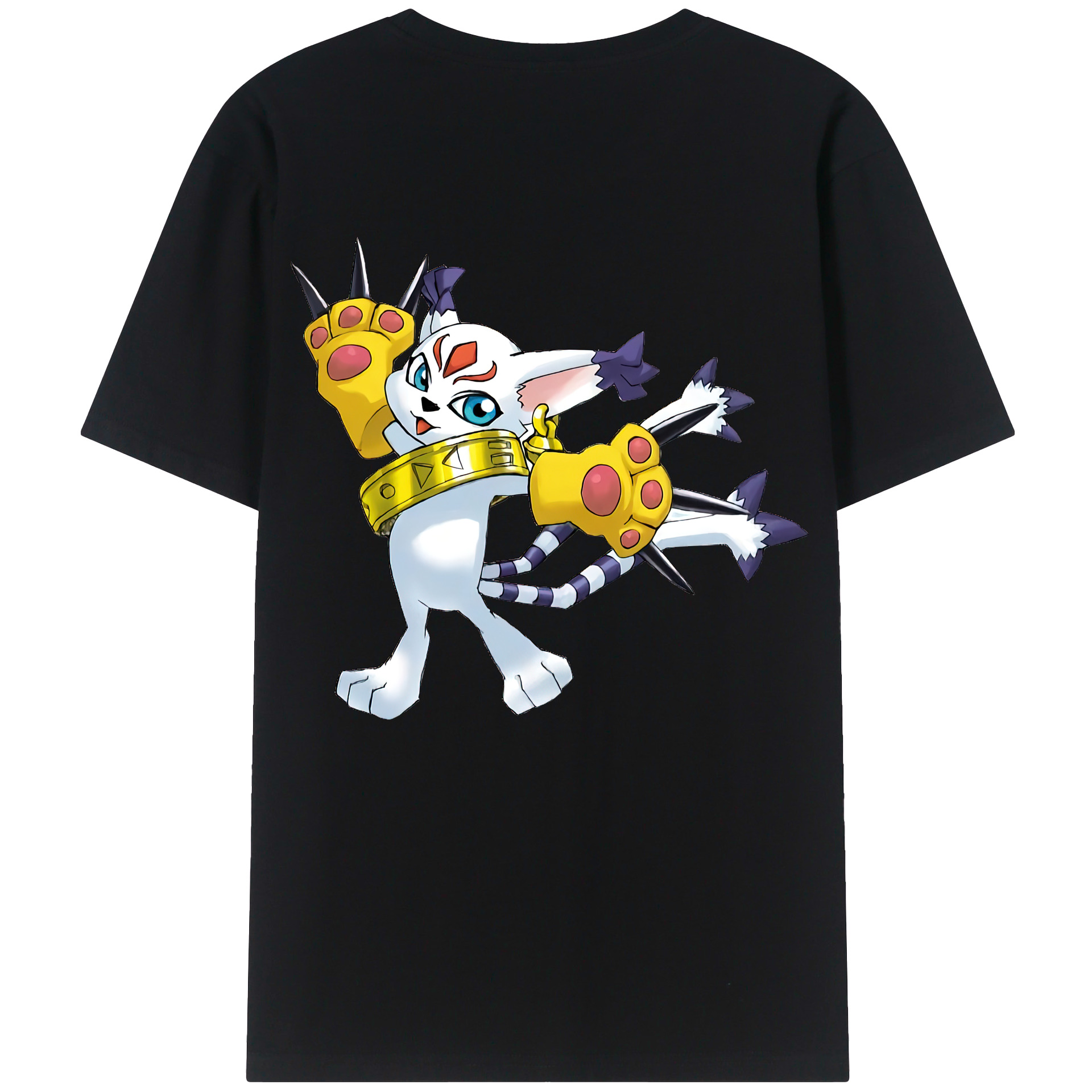 （画像用） Digimon デジタルモンスター/デジモン 綿100％ メンズ半袖Tシャツ（バックプリント） 通気性