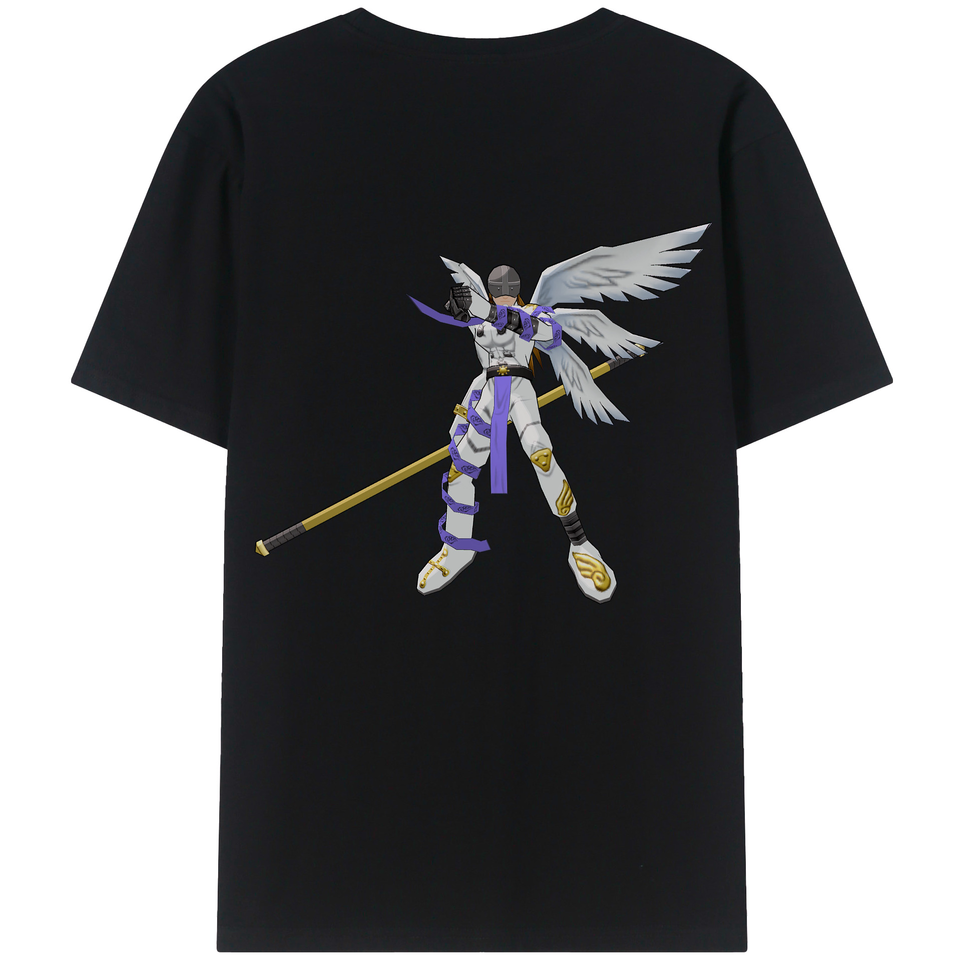 （画像用） Digimon デジタルモンスター/デジモン 綿100％ メンズ半袖Tシャツ（バックプリント） 通気性