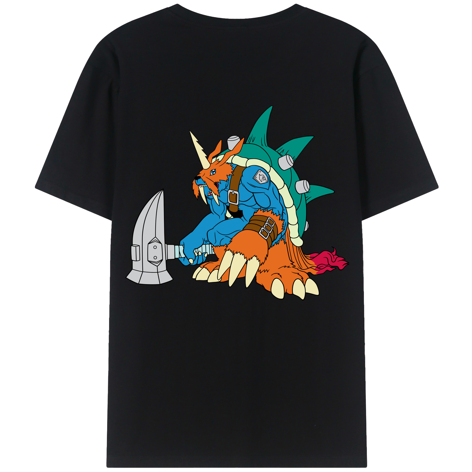 （画像用） Digimon デジタルモンスター/デジモン 綿100％ メンズ半袖Tシャツ（バックプリント） 通気性