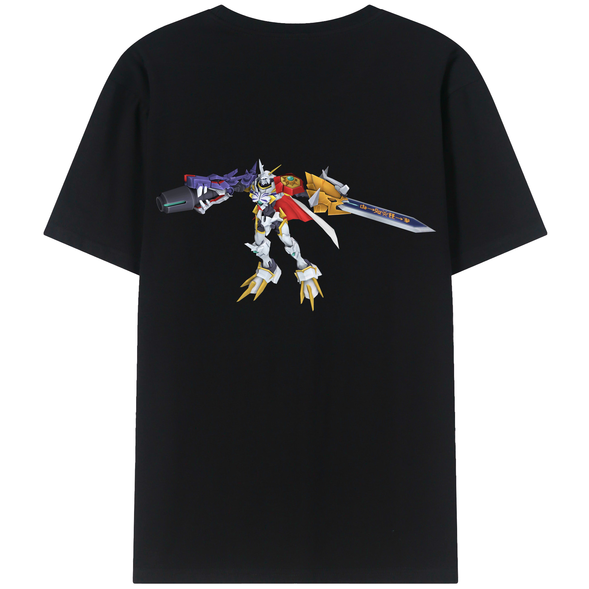 （画像用） Digimon デジタルモンスター/デジモン 綿100％ メンズ半袖Tシャツ（バックプリント） 通気性