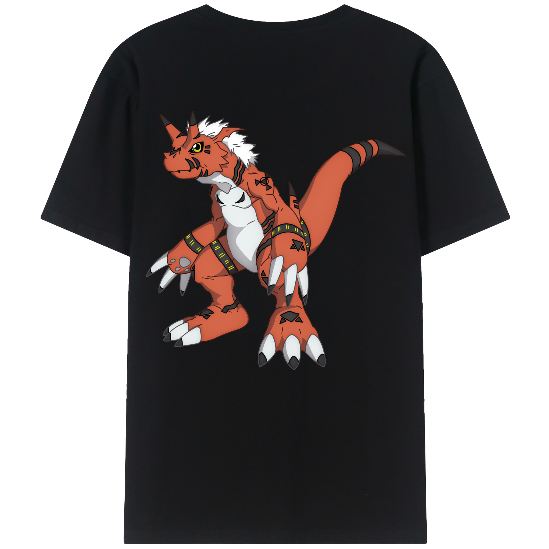 （画像用） Digimon デジタルモンスター/デジモン 綿100％ メンズ半袖Tシャツ（バックプリント） 通気性