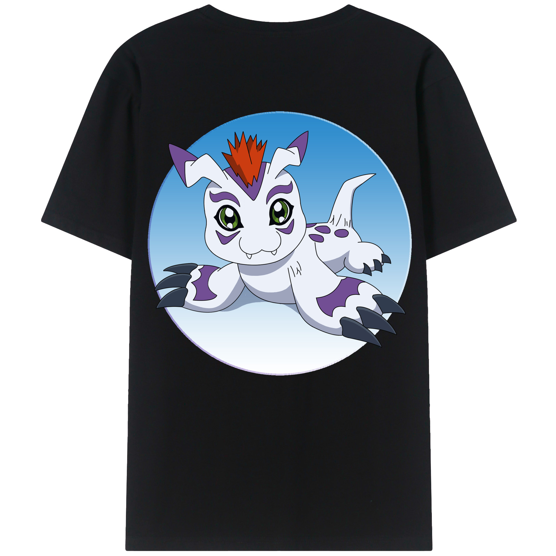 （画像用） Digimon デジタルモンスター/デジモン 綿100％ メンズ半袖Tシャツ（バックプリント） 通気性