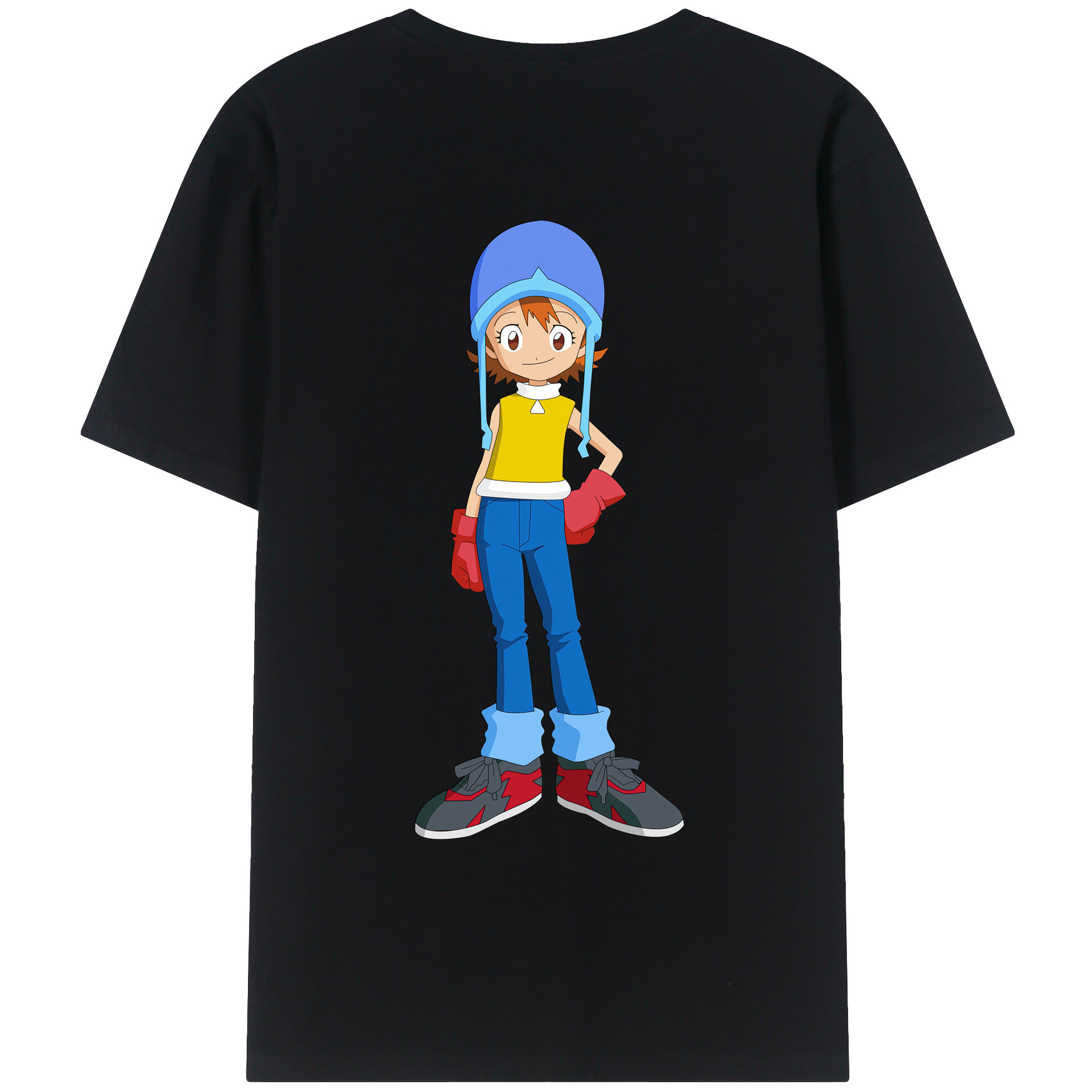 （画像用） Digimon デジタルモンスター/デジモン 綿100％ メンズ半袖Tシャツ（バックプリント） 通気性