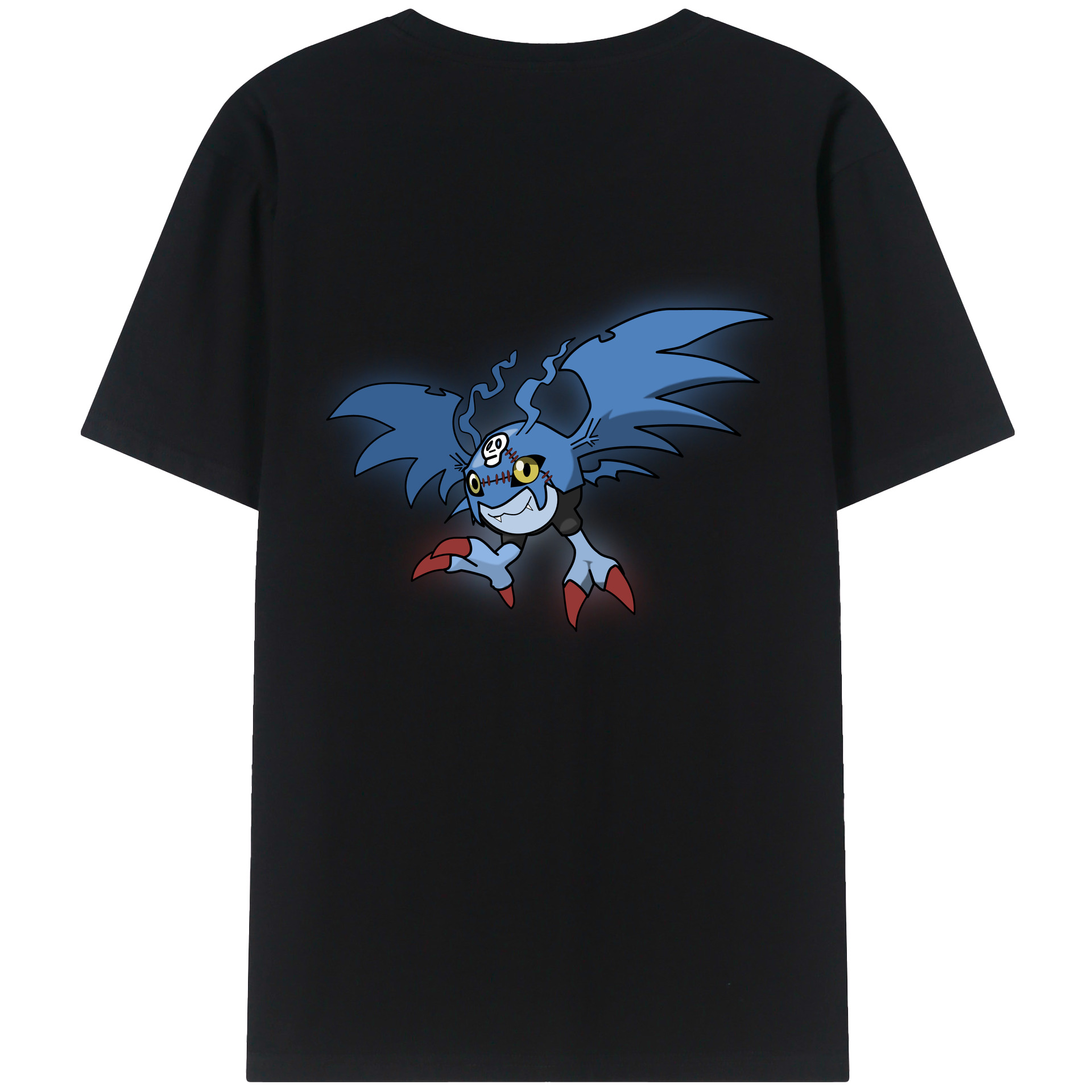 （画像用） Digimon デジタルモンスター/デジモン 綿100％ メンズ半袖Tシャツ（バックプリント） 通気性