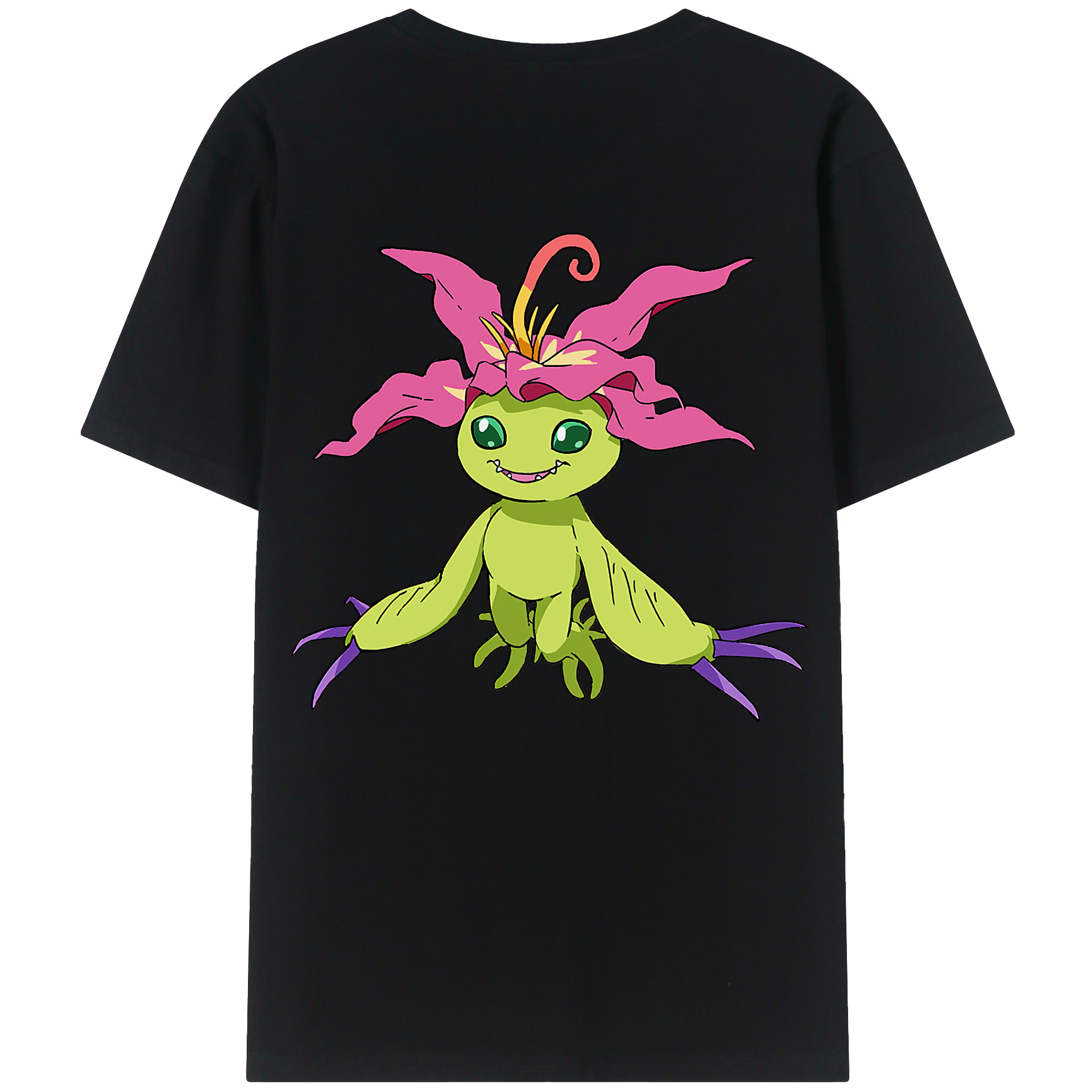 （画像用） Digimon デジタルモンスター/デジモン 綿100％ メンズ半袖Tシャツ（バックプリント） 通気性