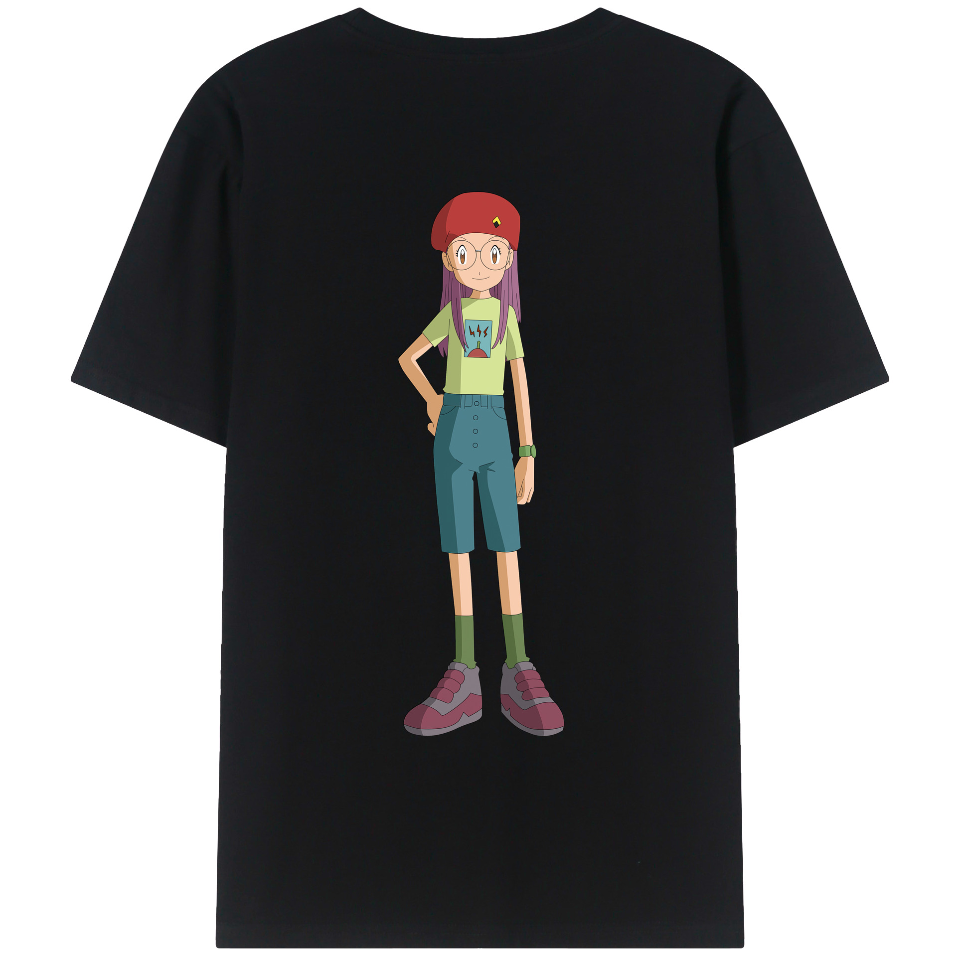 （画像用） Digimon デジタルモンスター/デジモン 綿100％ メンズ半袖Tシャツ（バックプリント） 通気性