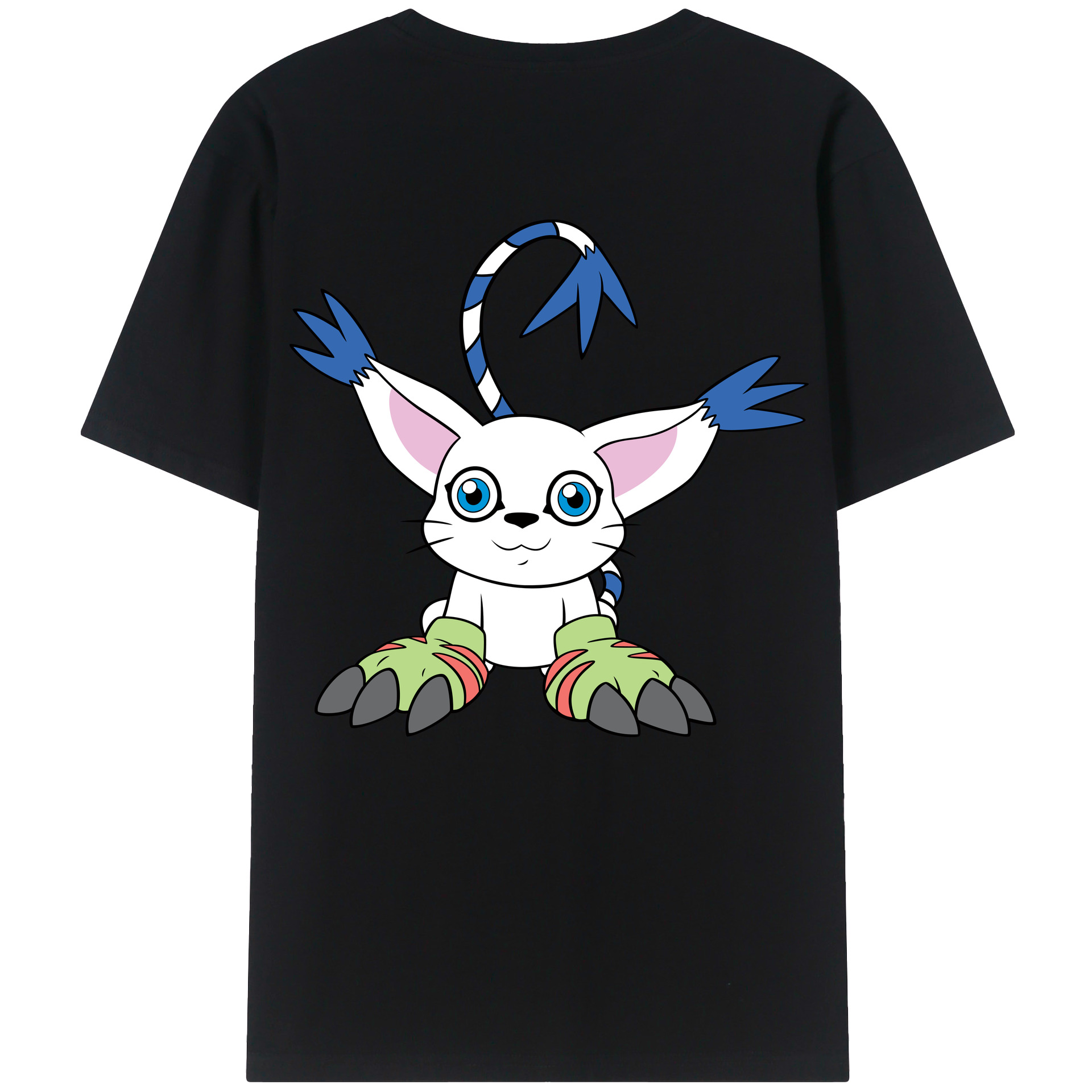 （画像用） Digimon デジタルモンスター/デジモン 綿100％ メンズ半袖Tシャツ（バックプリント） 通気性