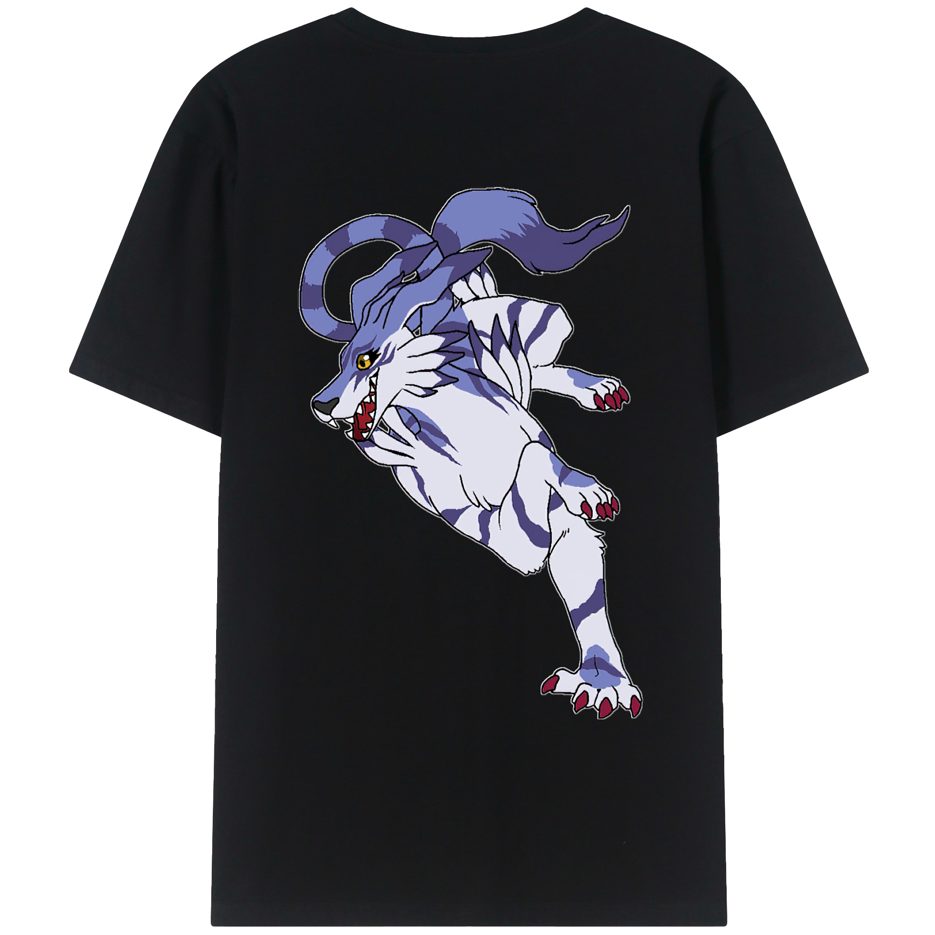 （画像用） Digimon デジタルモンスター/デジモン 綿100％ メンズ半袖Tシャツ（バックプリント） 通気性