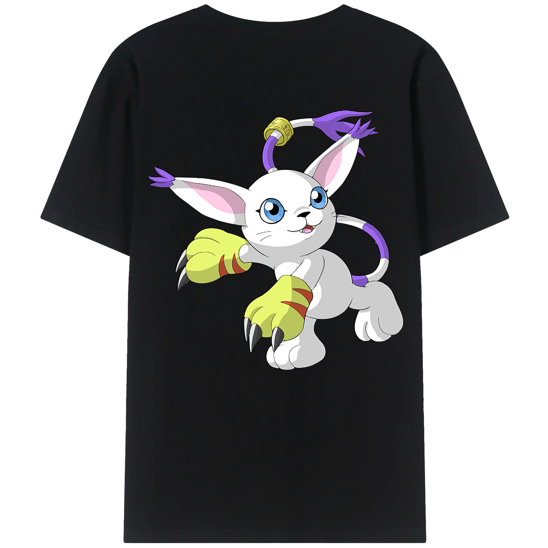 （画像用） Digimon デジタルモンスター/デジモン 綿100％ メンズ半袖Tシャツ（バックプリント） 通気性