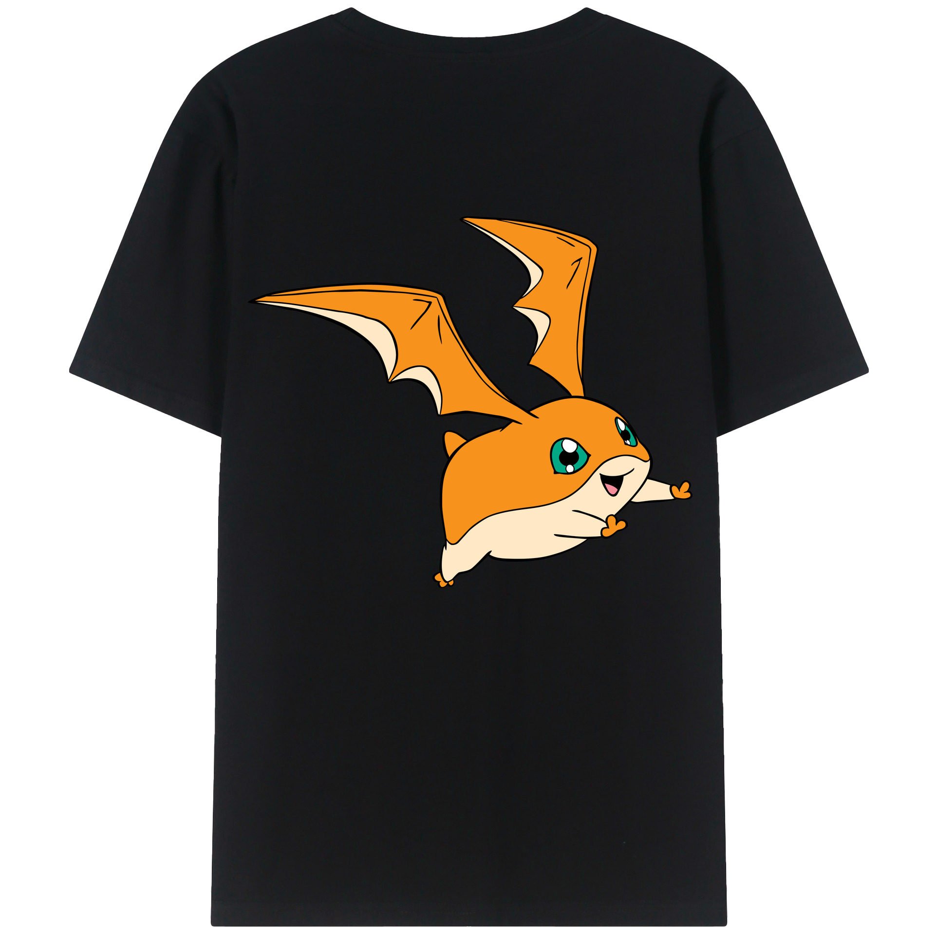 （画像用） Digimon デジタルモンスター/デジモン 綿100％ メンズ半袖Tシャツ（バックプリント） 通気性