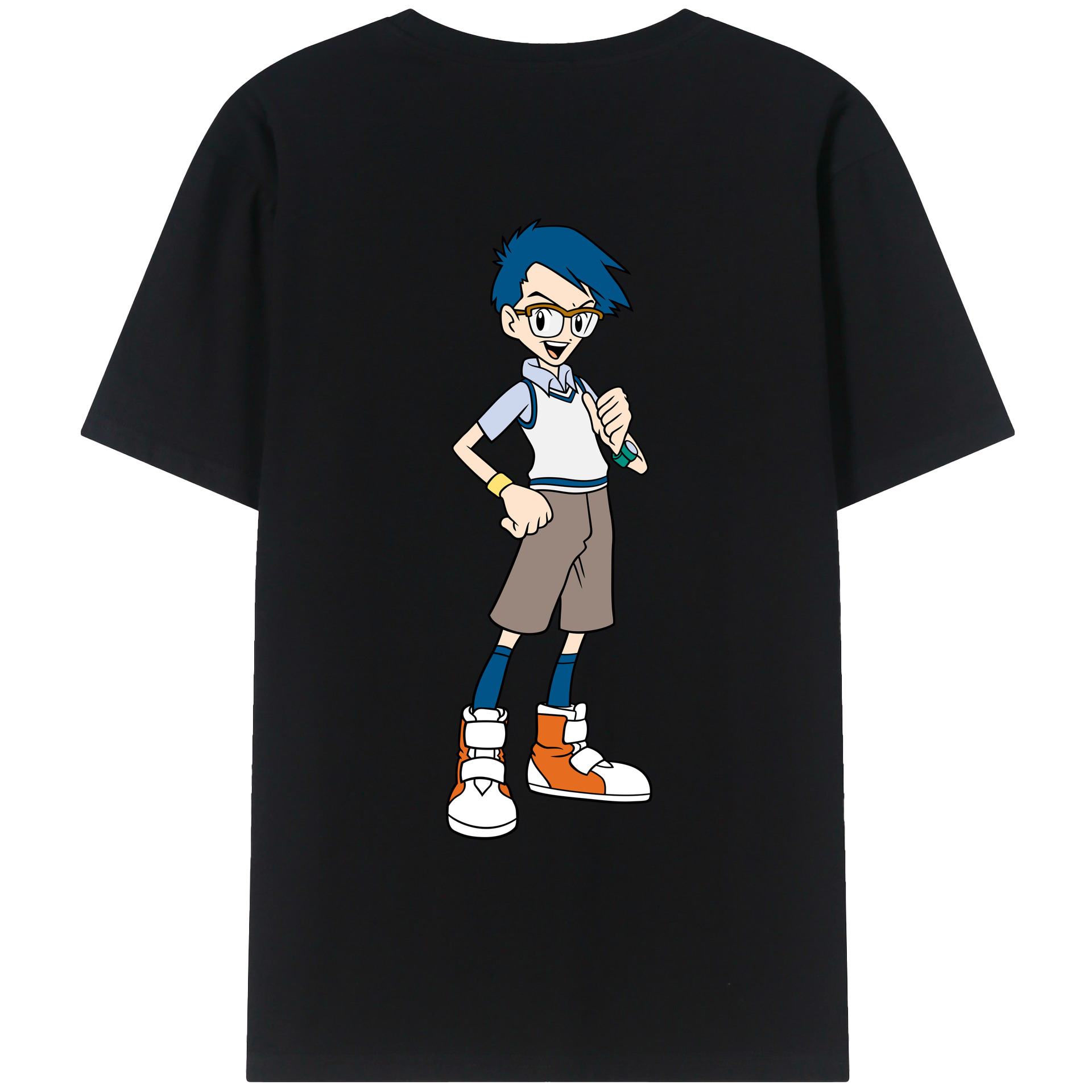 （画像用） Digimon デジタルモンスター/デジモン 綿100％ メンズ半袖Tシャツ（バックプリント） 通気性