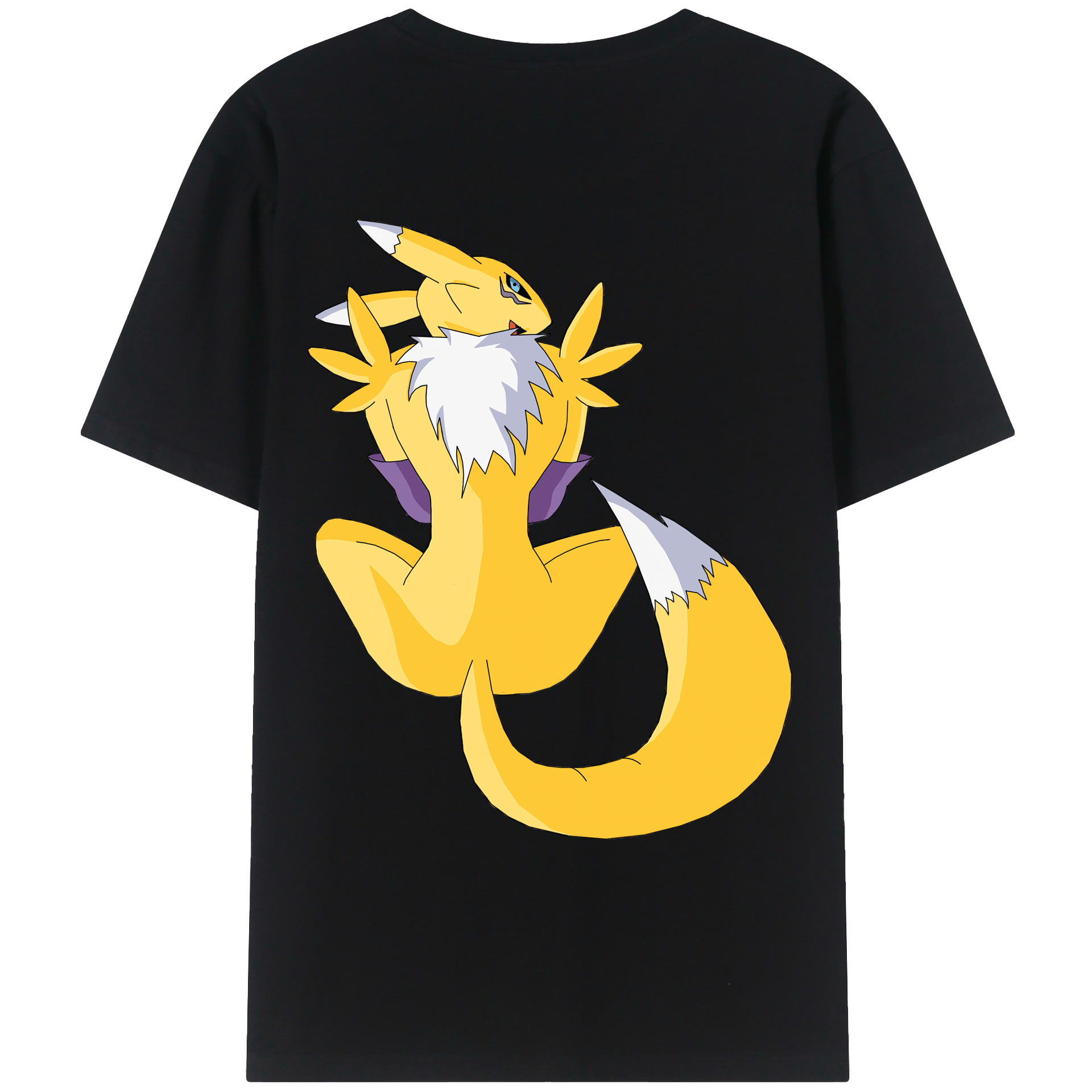 （画像用） Digimon デジタルモンスター/デジモン 綿100％ メンズ半袖Tシャツ（バックプリント） 通気性