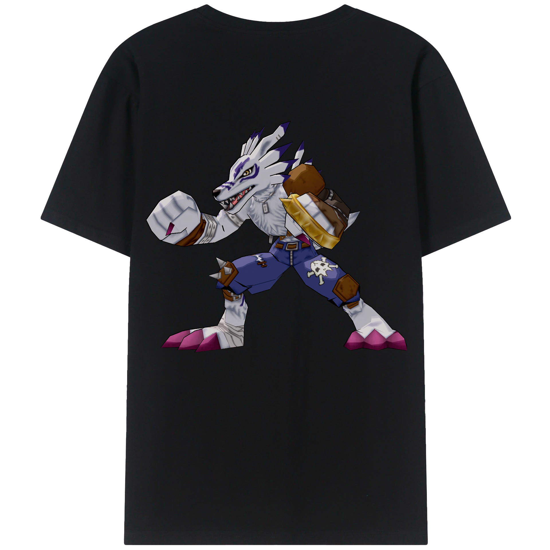 （画像用） Digimon デジタルモンスター/デジモン 綿100％ メンズ半袖Tシャツ（バックプリント） 通気性