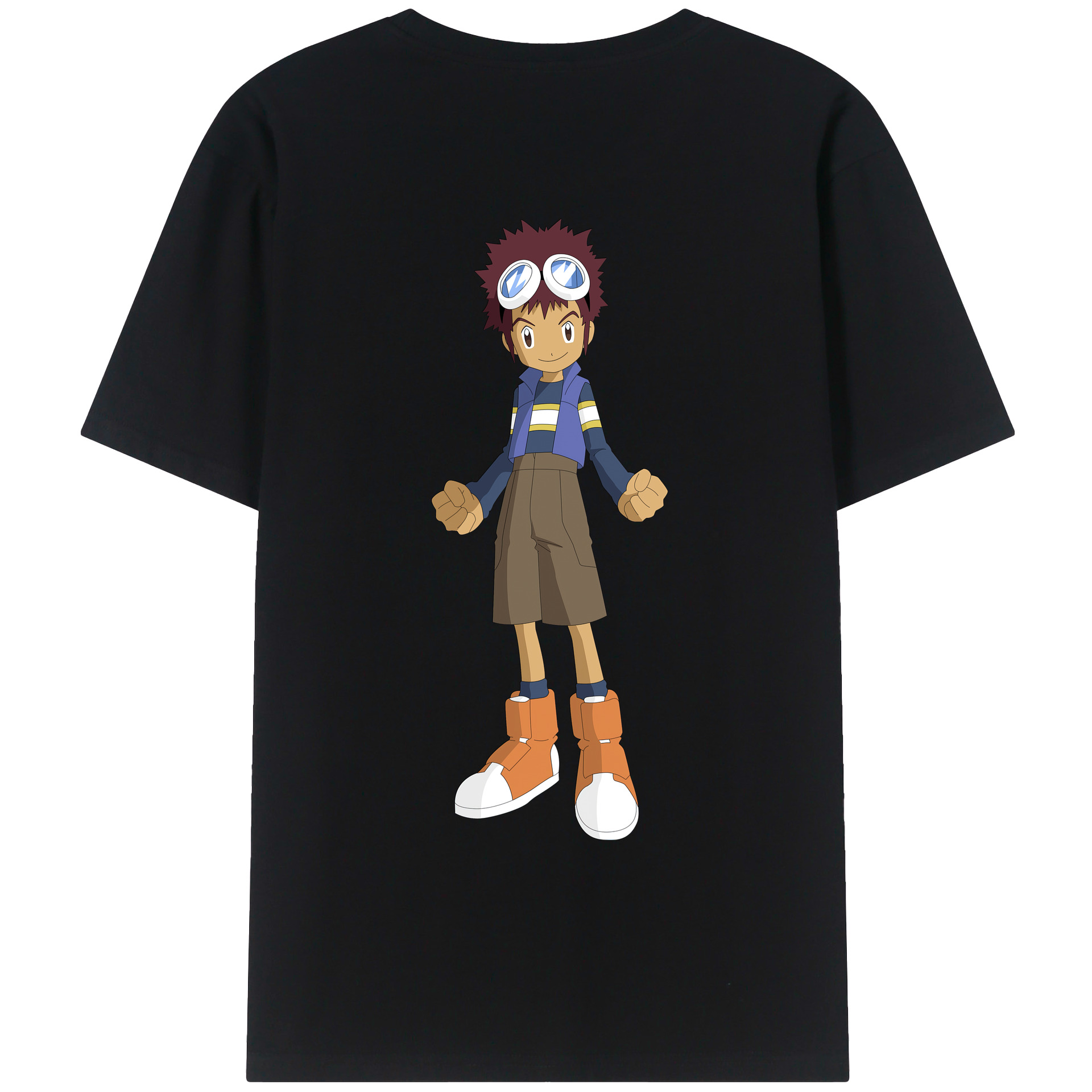 （画像用） Digimon デジタルモンスター/デジモン 綿100％ メンズ半袖Tシャツ（バックプリント） 通気性