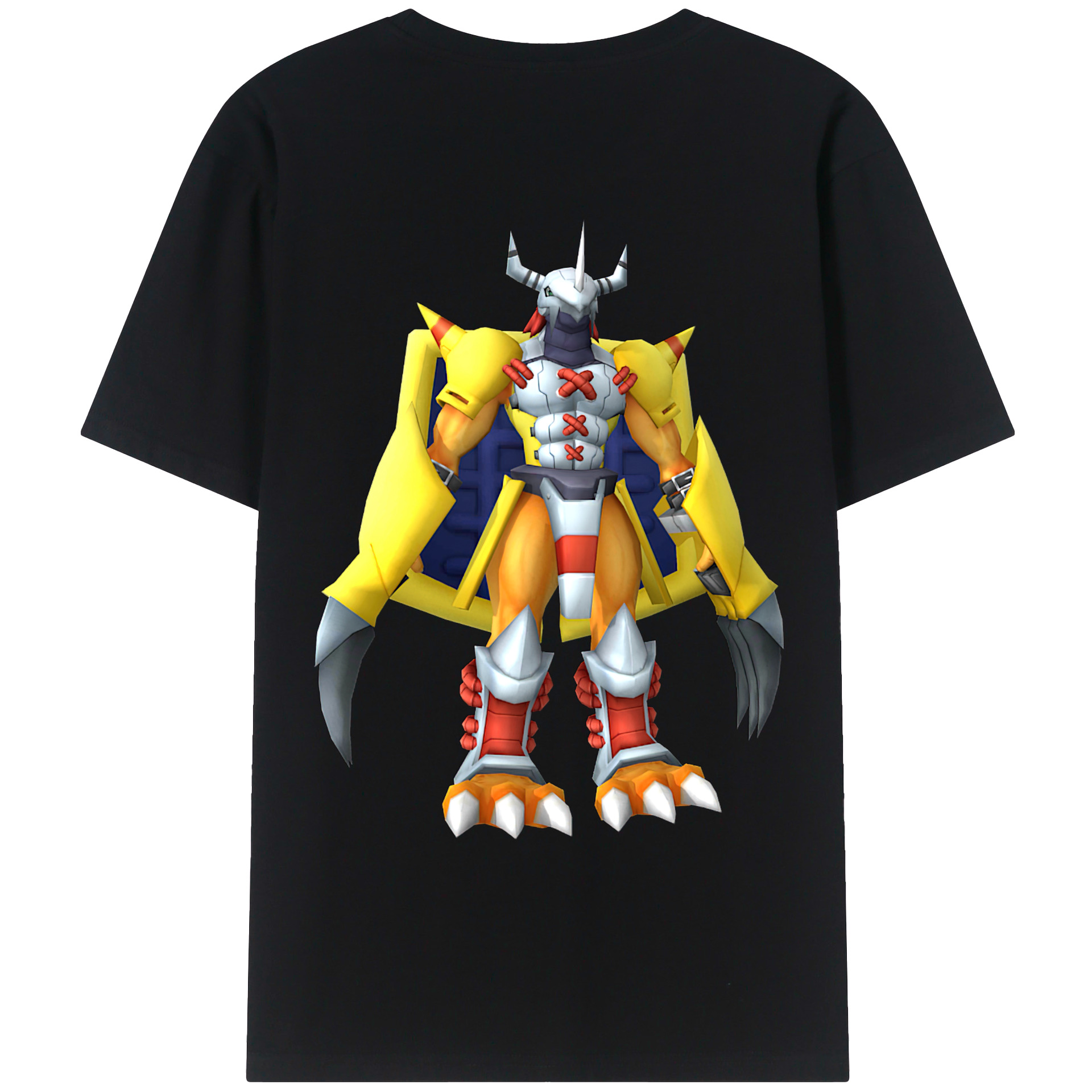 （画像用） Digimon デジタルモンスター/デジモン 綿100％ メンズ半袖Tシャツ（バックプリント） 通気性