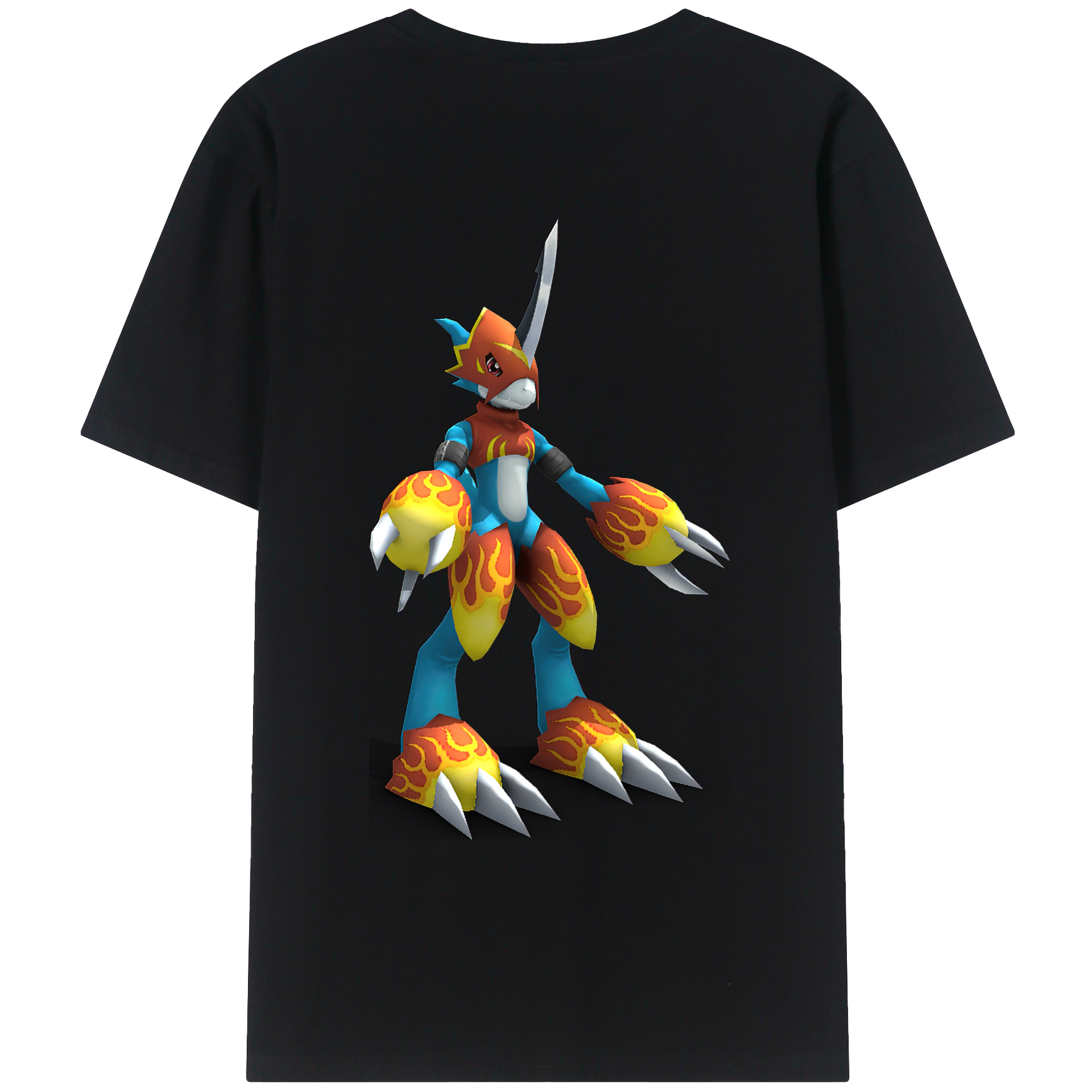 （画像用） Digimon デジタルモンスター/デジモン 綿100％ メンズ半袖Tシャツ（バックプリント） 通気性