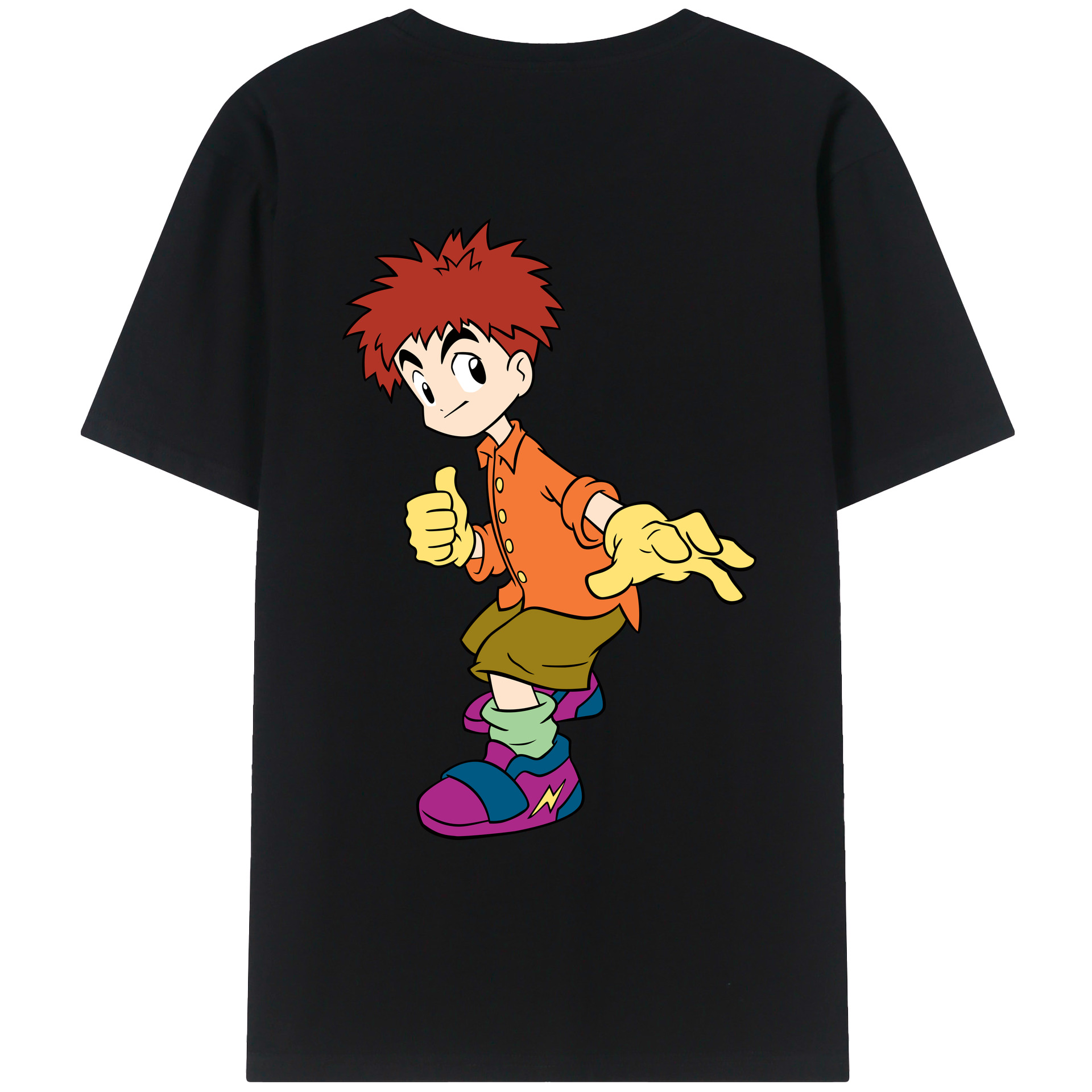 （画像用） Digimon デジタルモンスター/デジモン 綿100％ メンズ半袖Tシャツ（バックプリント） 通気性