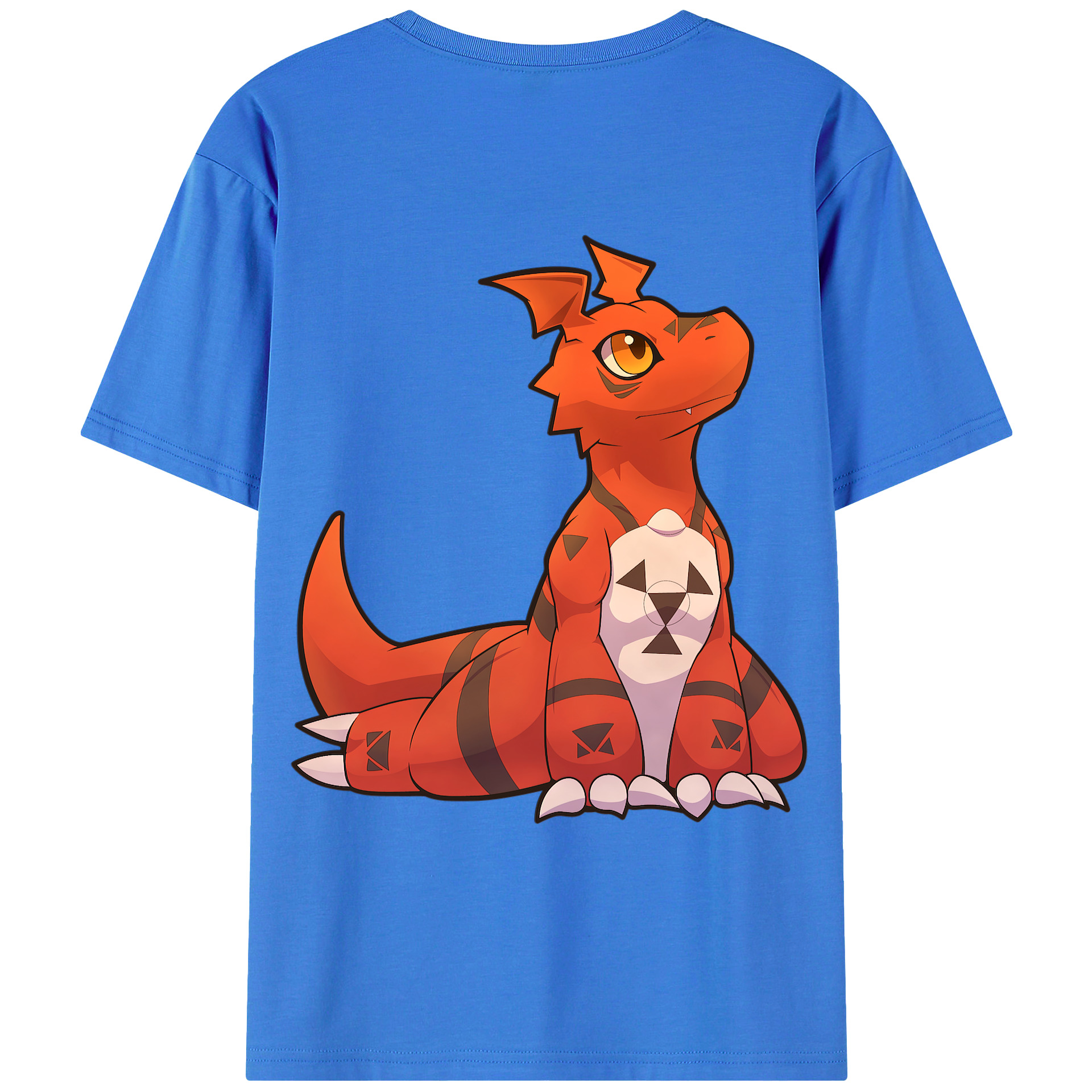 （画像用） Digimon デジタルモンスター/デジモン 綿100％ メンズ半袖Tシャツ（バックプリント） 通気性