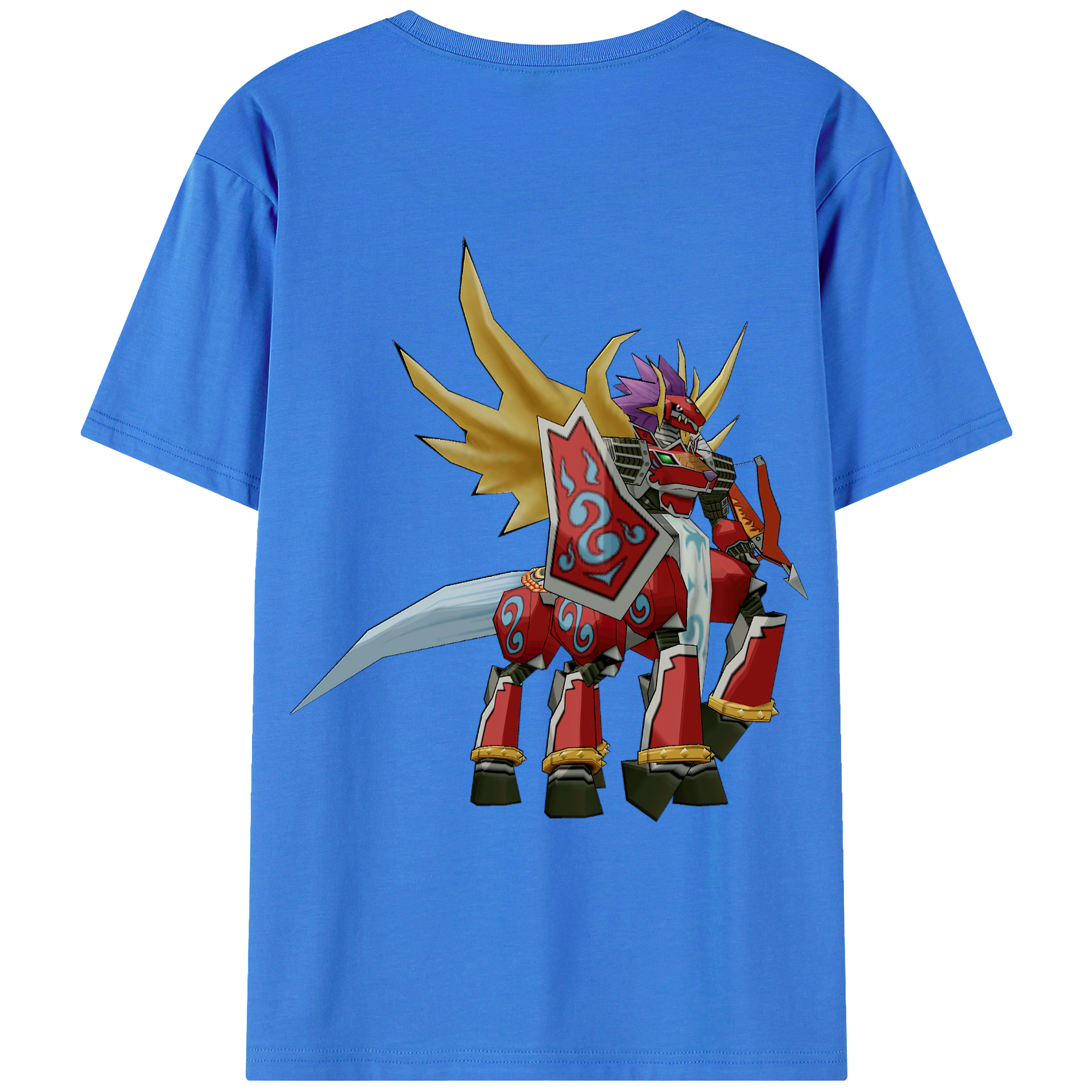 （画像用） Digimon デジタルモンスター/デジモン 綿100％ メンズ半袖Tシャツ（バックプリント） 通気性