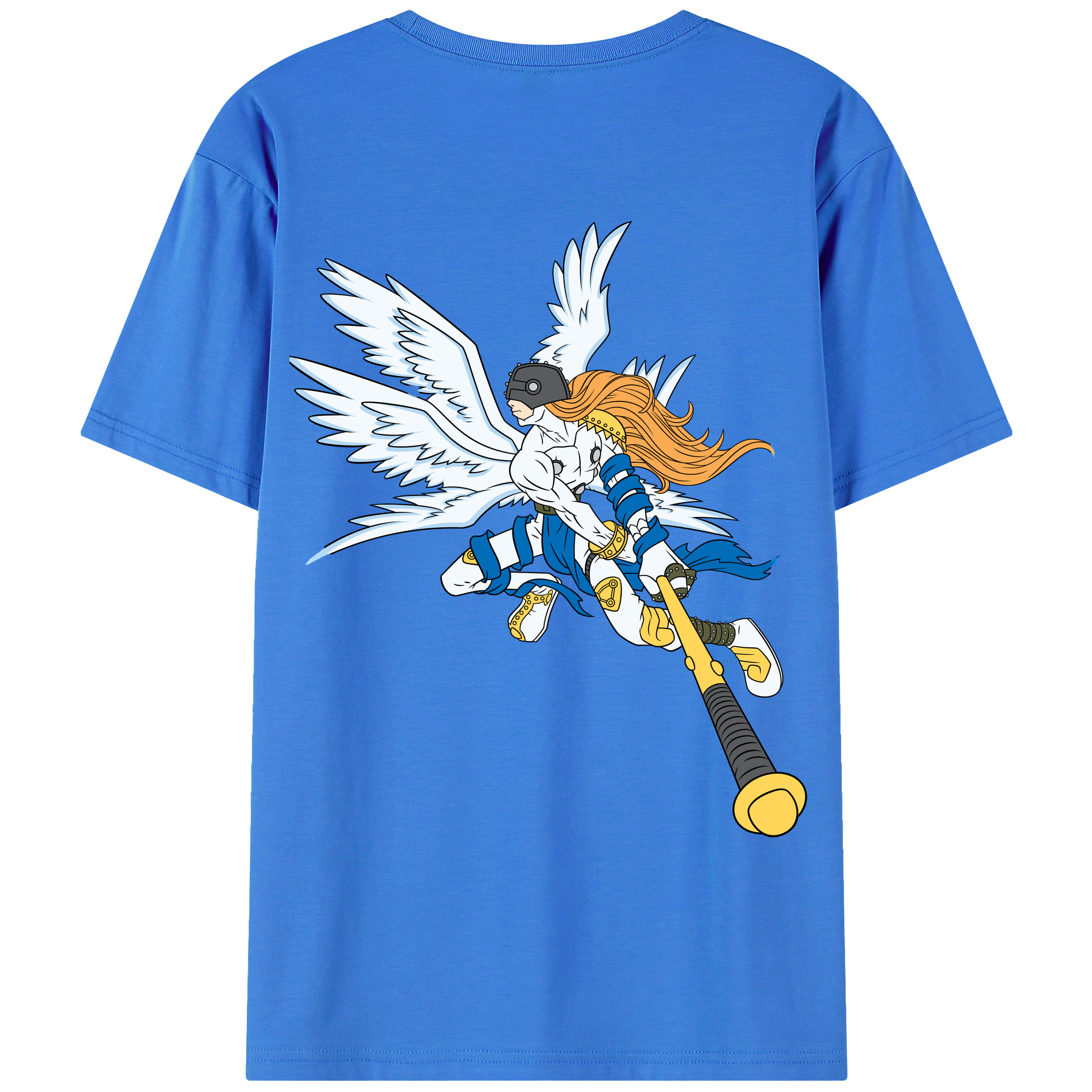 （画像用） Digimon デジタルモンスター/デジモン 綿100％ メンズ半袖Tシャツ（バックプリント） 通気性