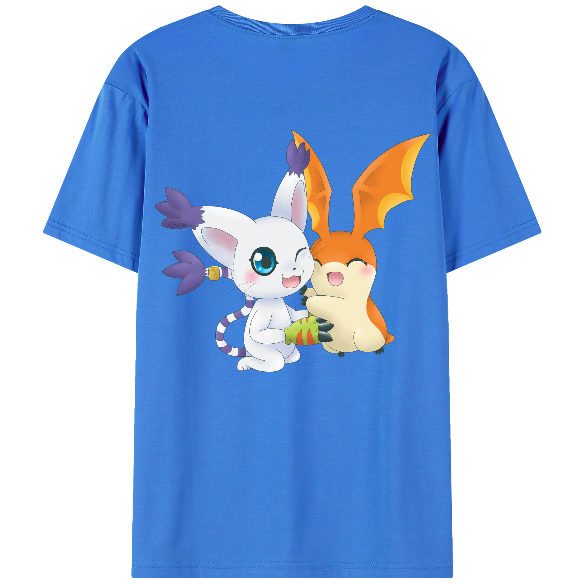 （画像用） Digimon デジタルモンスター/デジモン 綿100％ メンズ半袖Tシャツ（バックプリント） 通気性