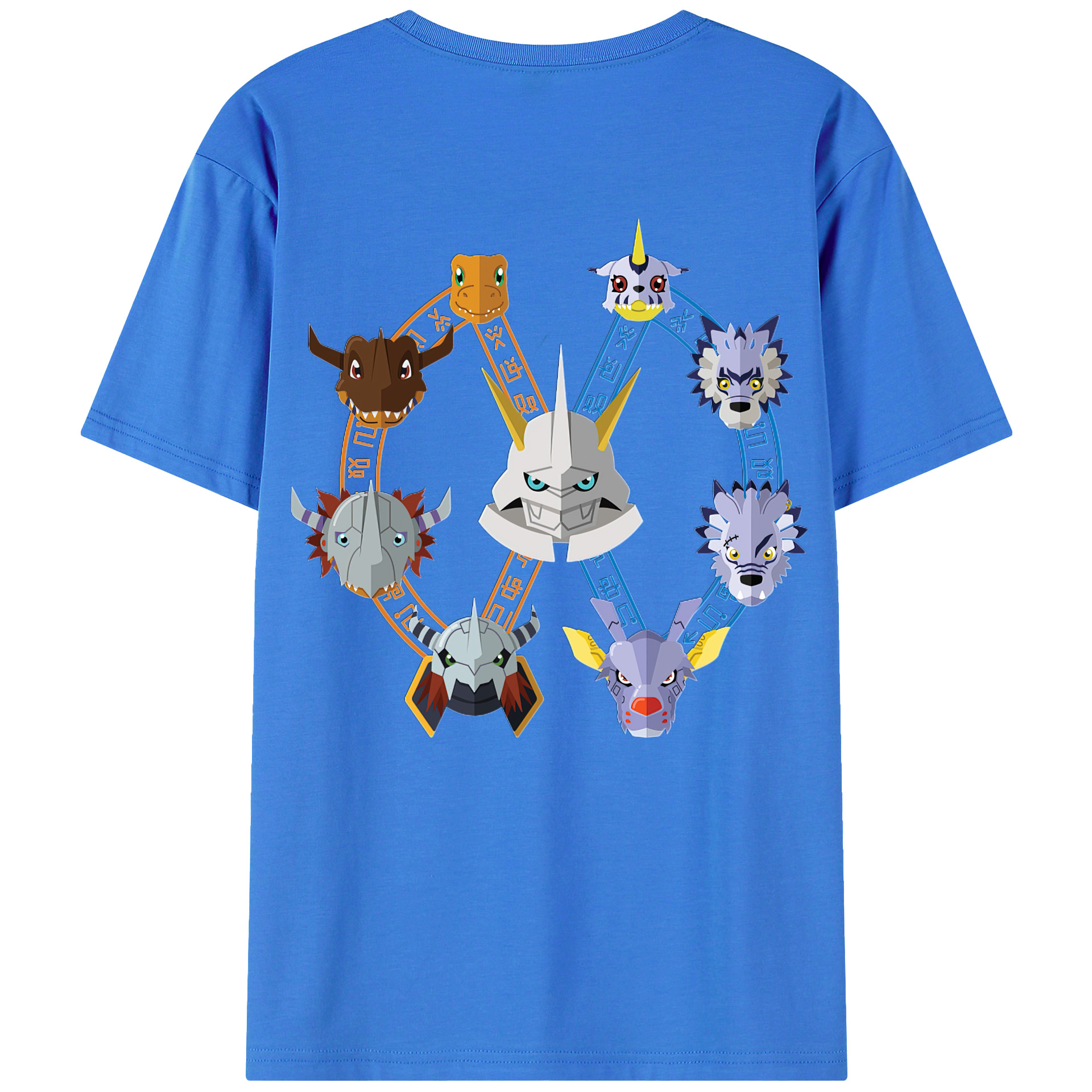 （画像用） Digimon デジタルモンスター/デジモン 綿100％ メンズ半袖Tシャツ（バックプリント） 通気性