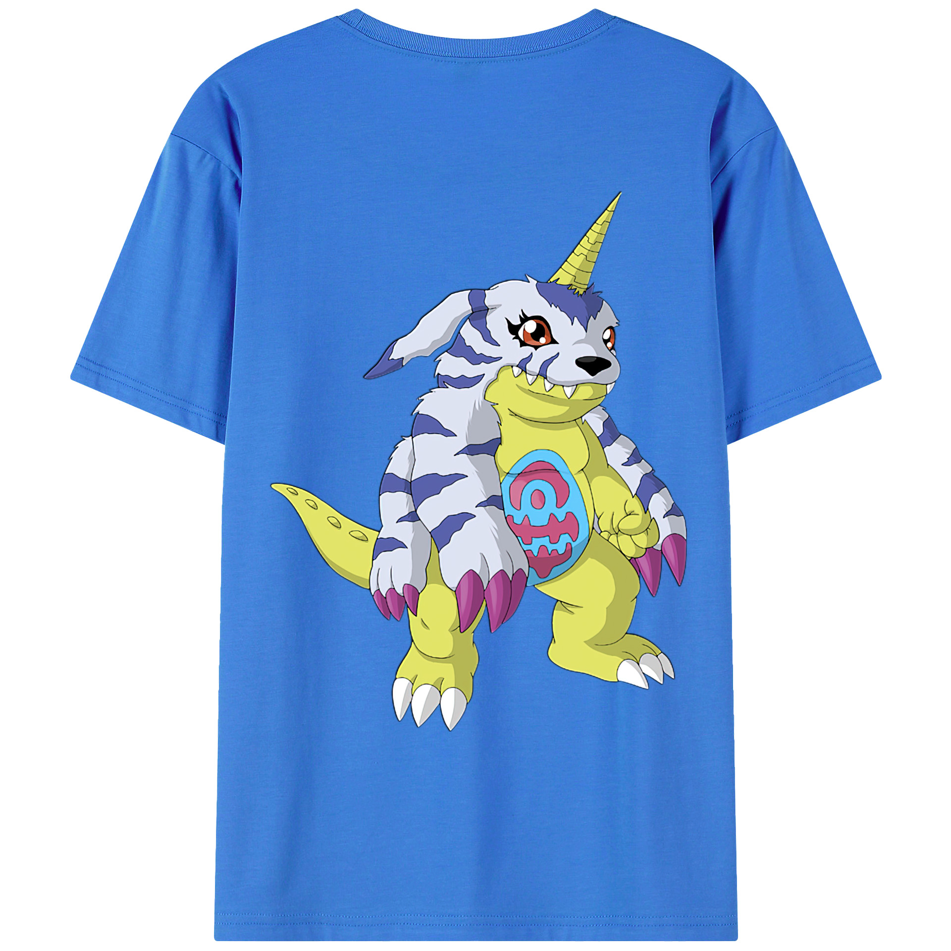 （画像用） Digimon デジタルモンスター/デジモン 綿100％ メンズ半袖Tシャツ（バックプリント） 通気性